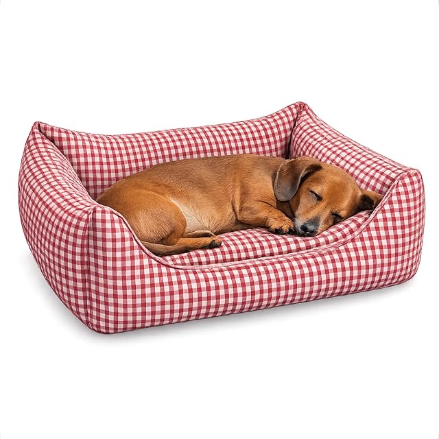 Welova Cuna Perros Vichy Azul Marino T-3 65x50x20cm, Lavable