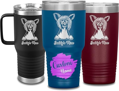 Vista 108 de Vaso de viaje de Navidad personalizado, perro pastor alemán, mamá y papá, dueño de perro pastor alemán personalizado, recuerdo grabado
