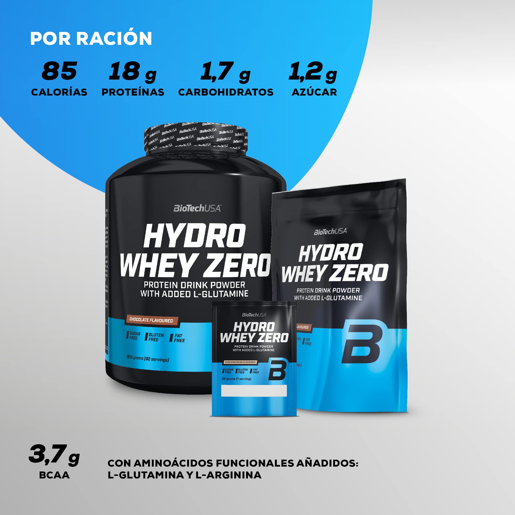 BioTechUSA Hydro Whey Zero - Sin Gluten, Sin Azúcar, Sin Grasa | 80% Contenido Proteico | Rápida Absorción | Complejo Proteico de Suero de Leche, 1.816 kg, Fresa