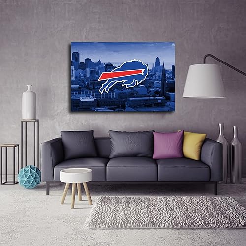 Miniatura 6 de Buffalo City Póster de fútbol americano con texto en inglés "Bills" de fútbol americano, para decoración de pared, arte de sala de estar, póster
