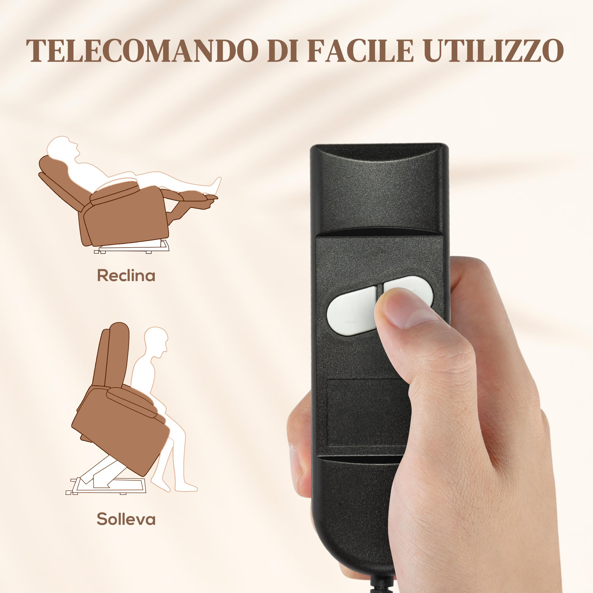 HOMCOM Poltrona Elettrica Alzapersona Reclinabile 160°, Poltrona Relax Elettrica in Velluto con Telecomando, Poggiapiedi e Tasche Laterali, Marrone Scuro