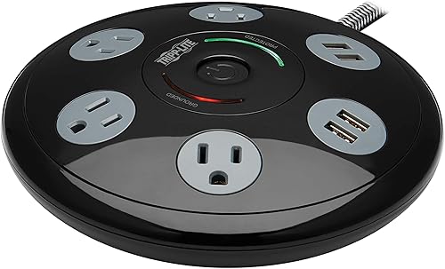 Miniatura 4 de Tripp Lite Protector contra sobretensiones de conferencia 4 5-15R 4 puertos USB-A cable negro de 6 pies (TLP406USBUFO)