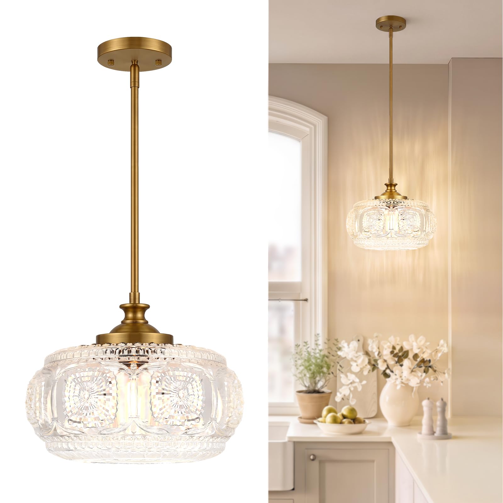 Large Gold Pendant Lights Kitchen Island, Flush Ceiling Light