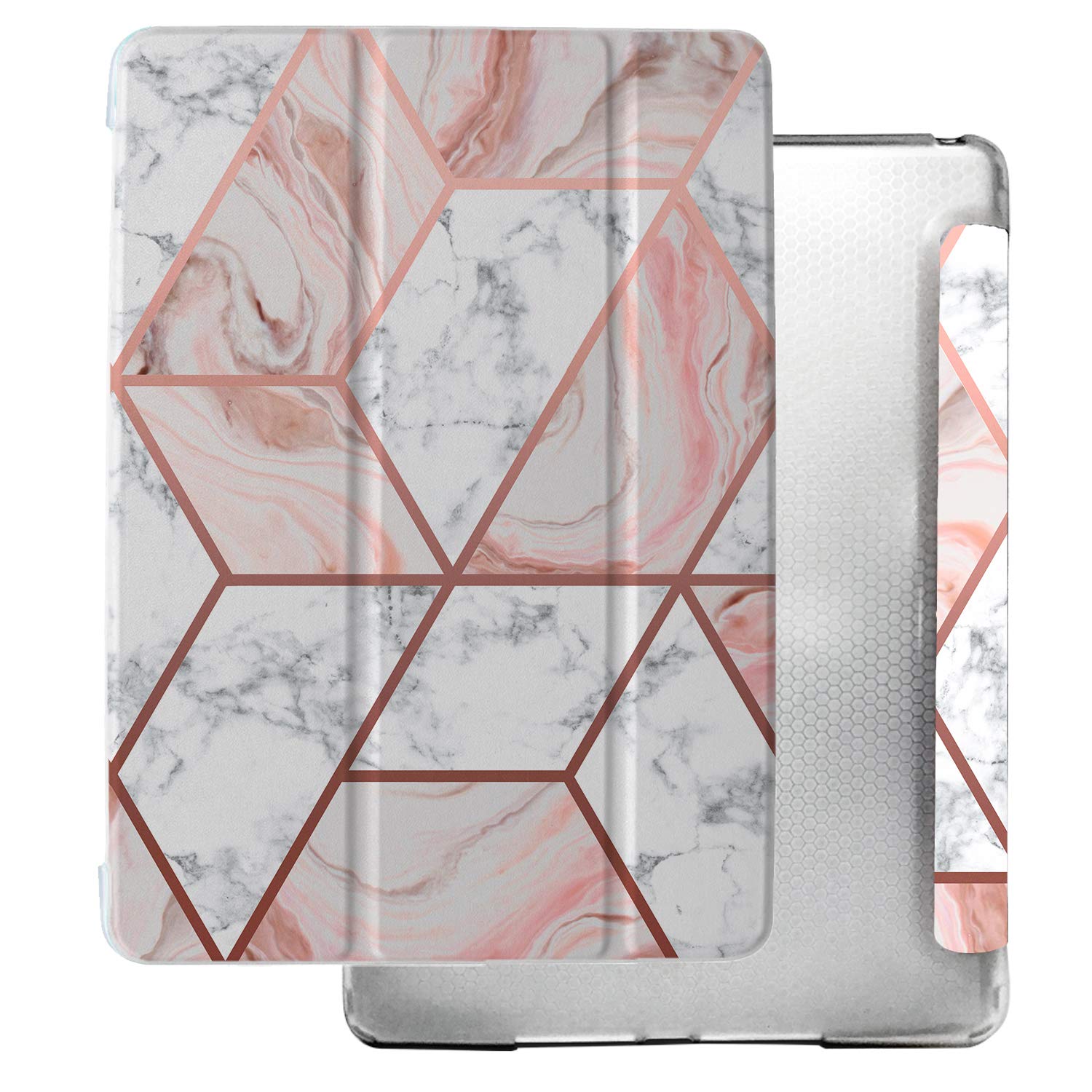 DuraSafe Cases for iPad 9.7 5th 6th Gen Air 1st 2nd Generation [iPad 5 6 Air 1 2] A1893 A1822 A1566 MH2V2HN/A Shock Proof Magnetic Dual Angle Stand with Honeycomb Pattern Printed Cover - Marble Pink (B097YYHK35) Amazon Price History, Amazon Price Tracker