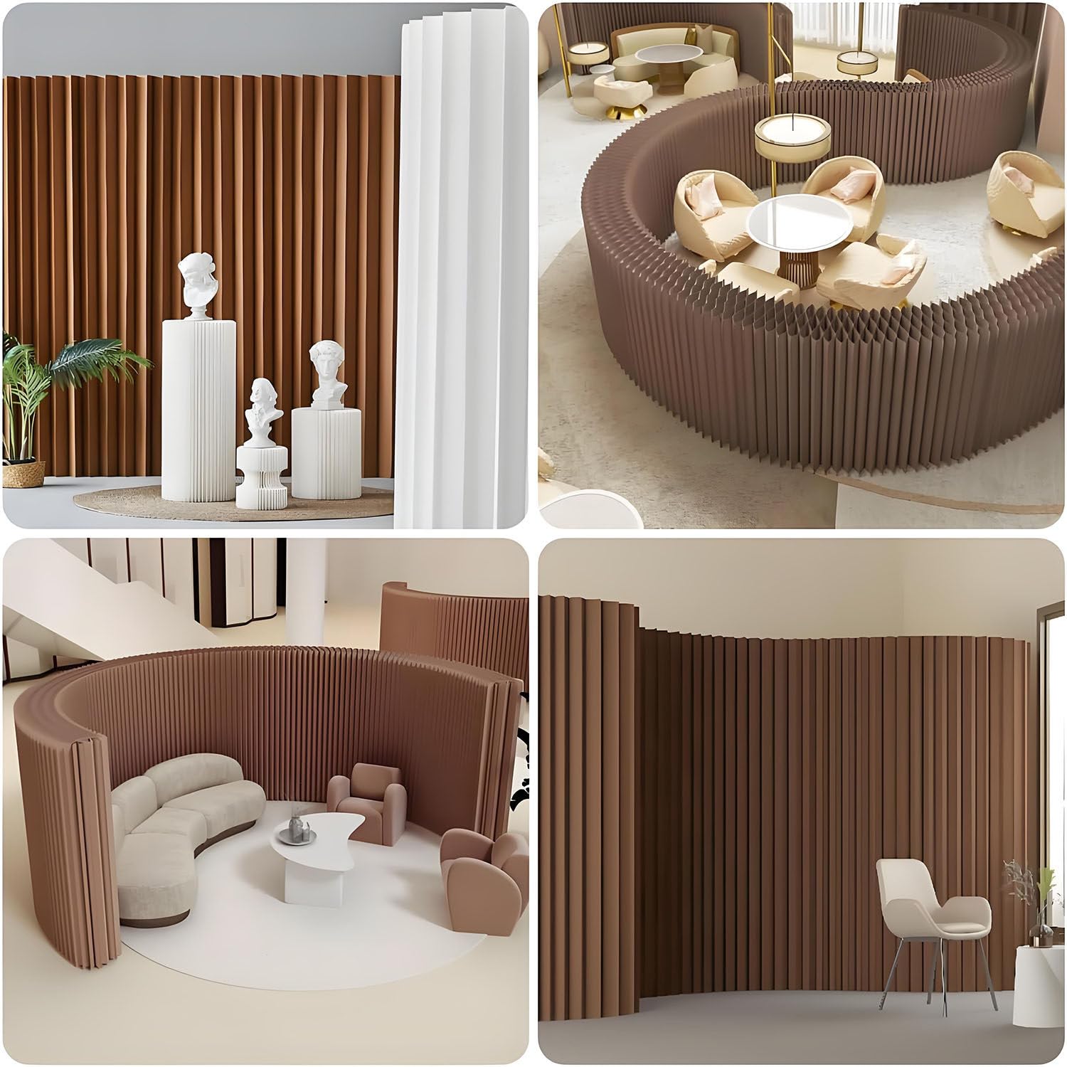 Separador de ambientes de papel, mampara plegable portátil para mayor privacidad - Panel divisorio retráctil para oficina en casa, tiendas y estudios, separador de paredes interiores Brown-7x2.4m