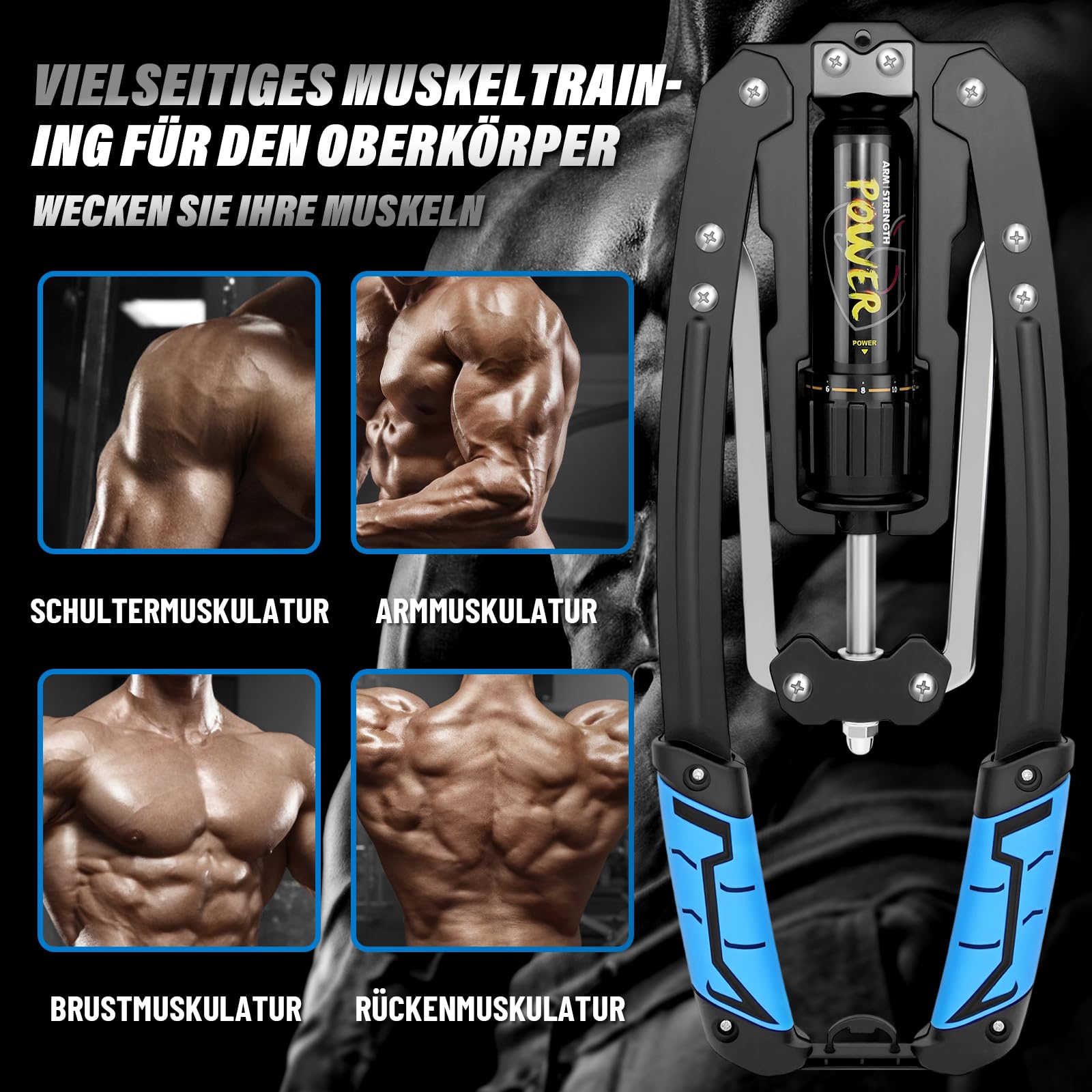 Appareil de musculation hydraulique - Appareil d'entraînement du haut du corps réglable de 10 à 200 kg pour les bras et les avant-bras, biceps et poitrine - Ressort royal, Power Twister, Expander