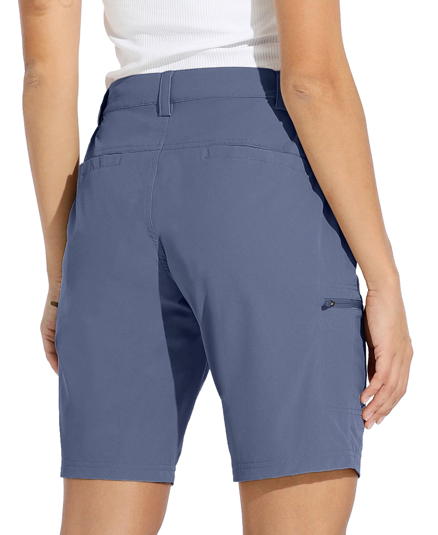 WILLIT Damskie spodenki cargo 10" ze stretchu, do golfa, aktywne, długie szorty, szybkoschnące, do wędrówek, aktywności na świeżym powietrzu, lekkie spodenki na lato
