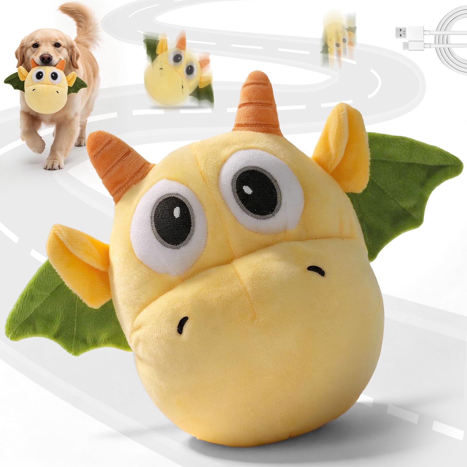 Interactive Moving Dog Toys, Automatic Moving Jumping Dog Balls (Dragon)