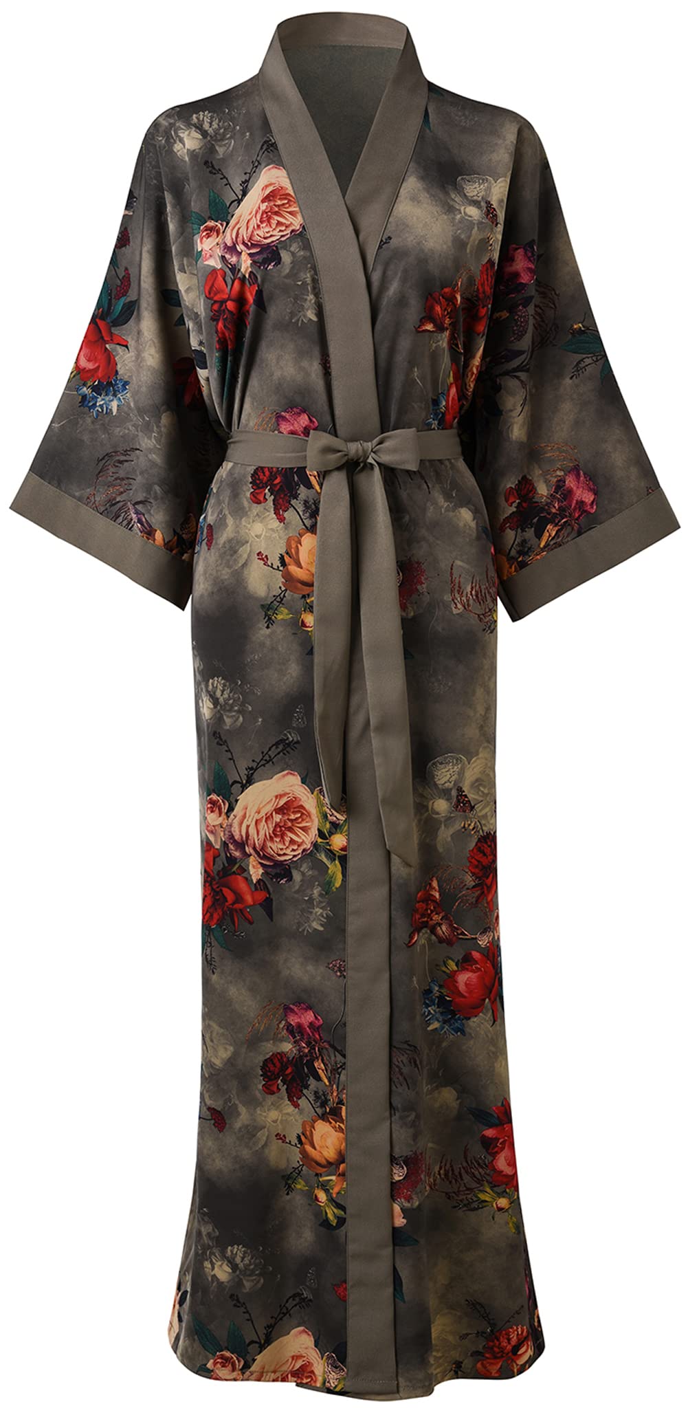 Women's Kimono Robe Long for Women - Pocket Floral Bathrobe