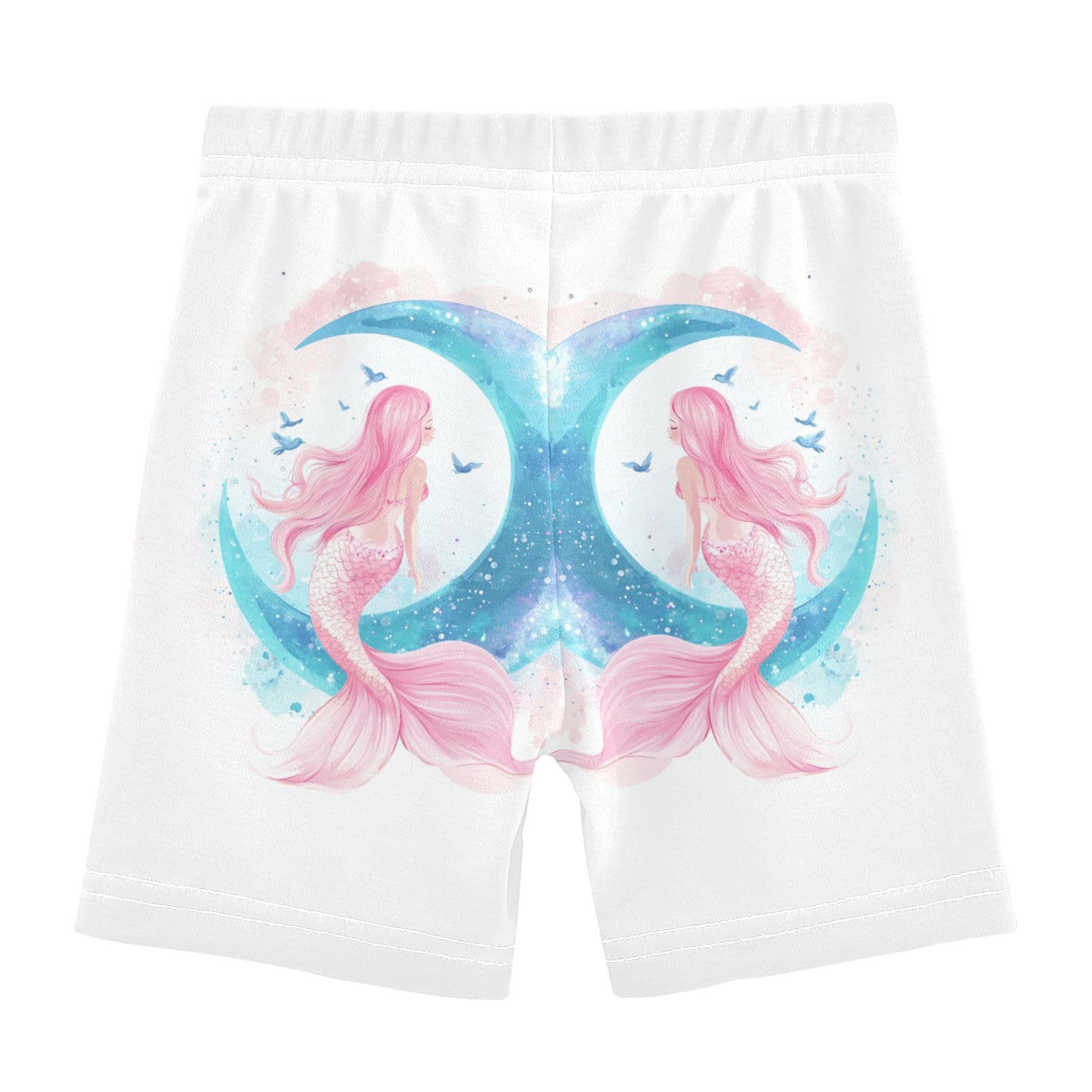 Pink Mermaid Moon Girls Bike Shorts Toddler Soft Cotton Under Dress Dance Shorts