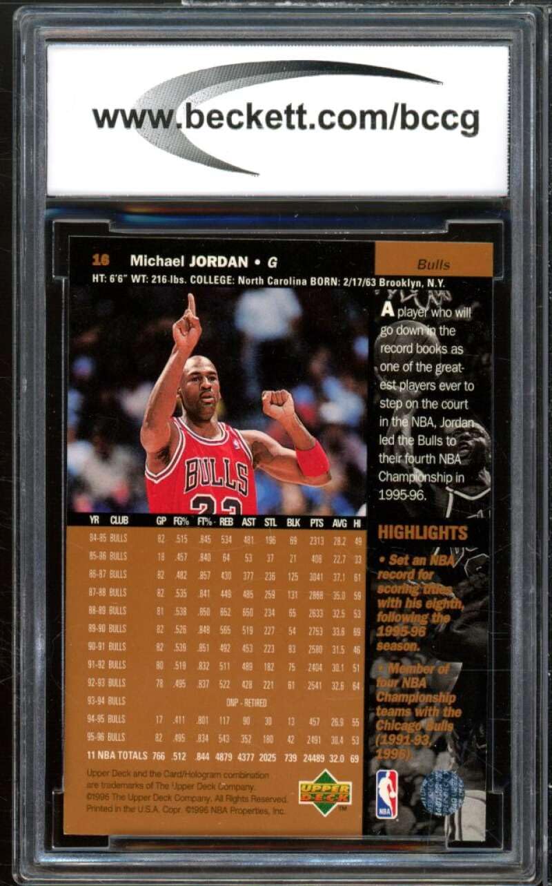 Amazon.com: 1996-97 Upper Deck #16 Michael Jordan Card BGS BCCG 10