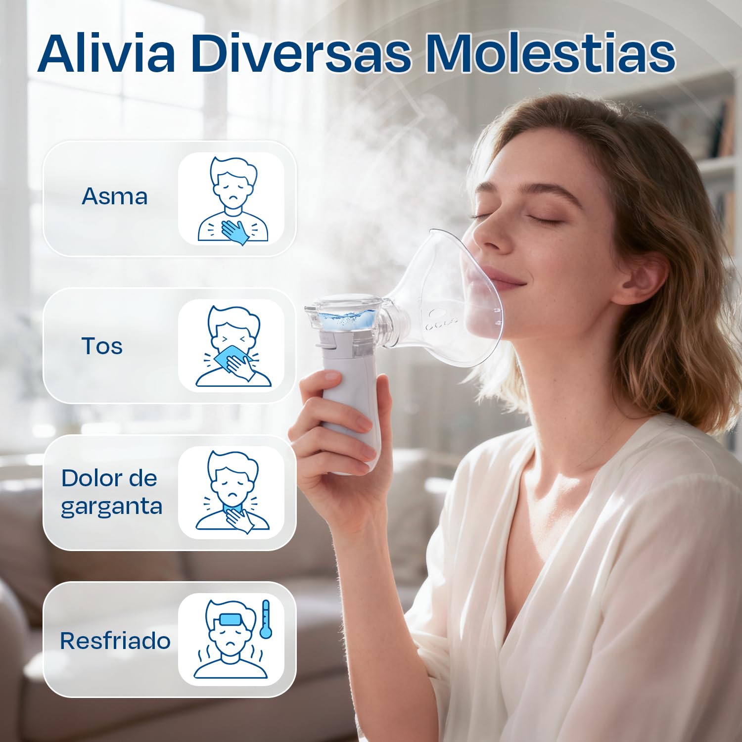 Nebulizador Portátil – Nebulizador Bebe para Hogar y Viajes con Autolimpieza, Nebulizador Adultos de USB-C recargable, Inhalador Compacto Fácil de Usar y Limpiar