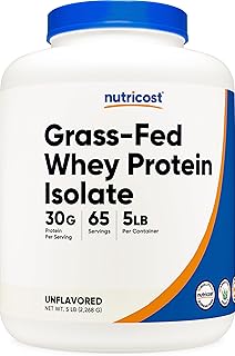 Nutricost Grass-Fed Whey Protein Isolate (Unflavored) 5LBS - rBGH Free, Non-GMO & Gluten Free