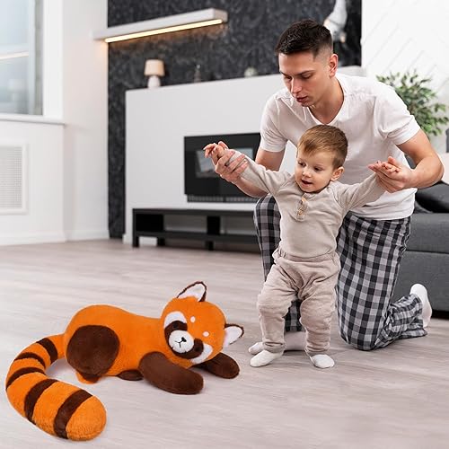 Miniatura 3 de Peluche con peso de panda rojo, 17 pulgadas, 2.4 libras, juguete de peluche con panda rojo, lindo animal de peluche de panda para niños, almohada