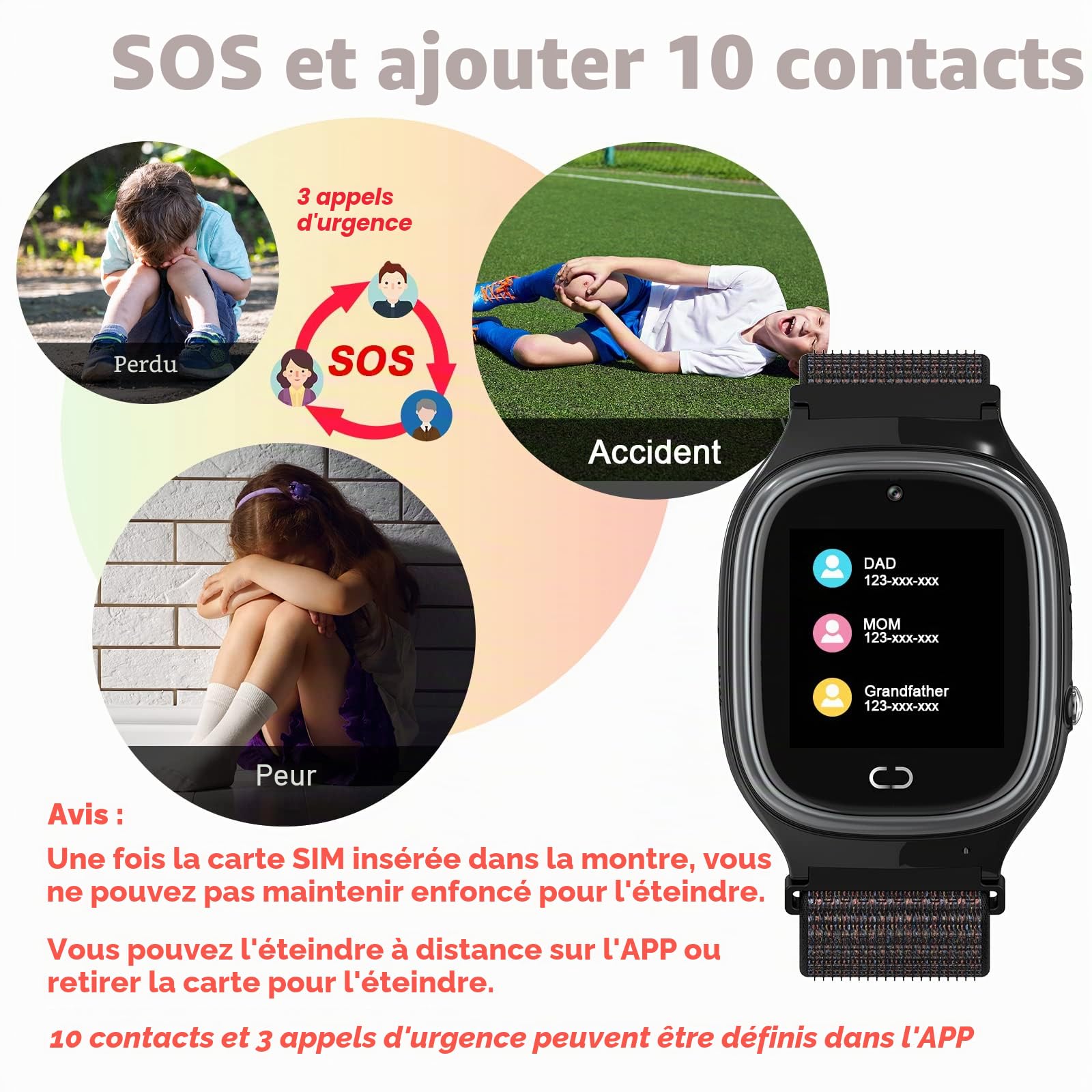PTHTECHUS Enfants Smartwatch - GPS Position Tracker Enfant SOS Aide Montres Appareil Photo Numérique Mobile Téléphone Mobile Montre Cadeau Enfants pour Filles Garçons