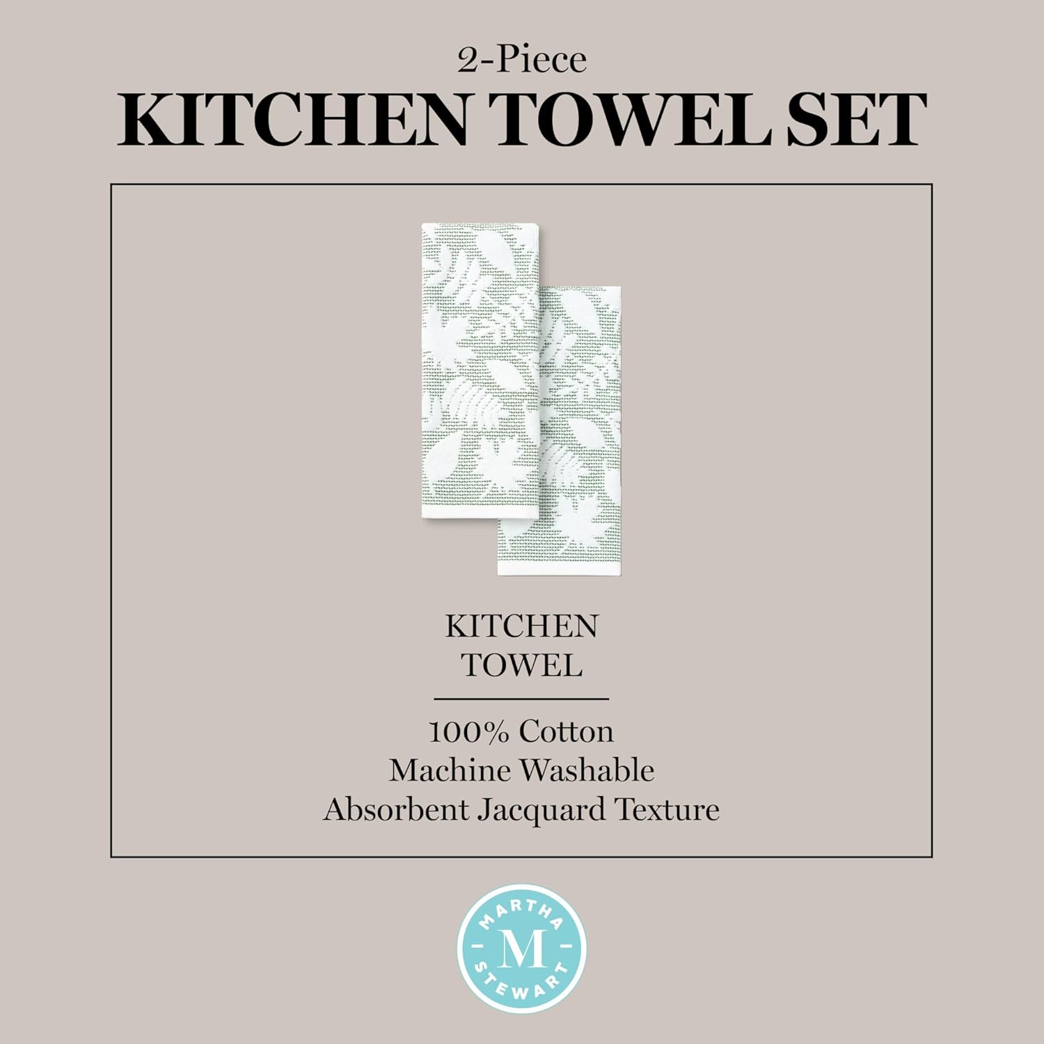Martha Stewart Woodland Harvest Jacquard Leaves Kitchen Towel 2-Pack Set, 100% Cotton with Absorbent Honeycomb Texture, Decorative Kitchen Towels, Green, 16"X28" - Image 4