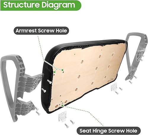 Miniatura 6 de Kit de montaje del asiento delantero del carrito de golf para EZGO RXV 2008-up, cojines inferiores del asiento del estilo de fábrica y respaldo del