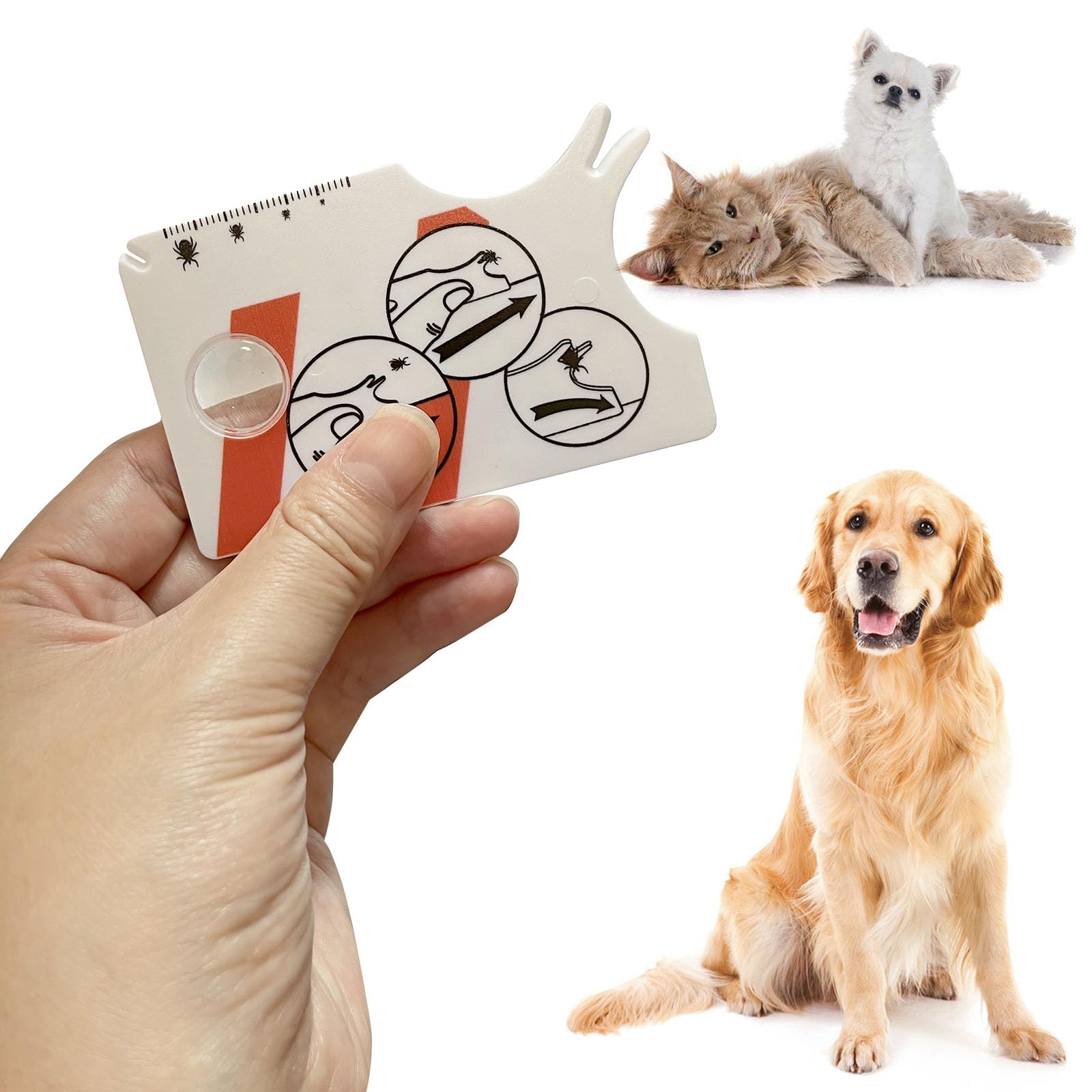 Kit De Eliminación De Garrapatas Para Mascotas – Pinzas, Tarjetas Con Lupa, Para Perros Y Gatos