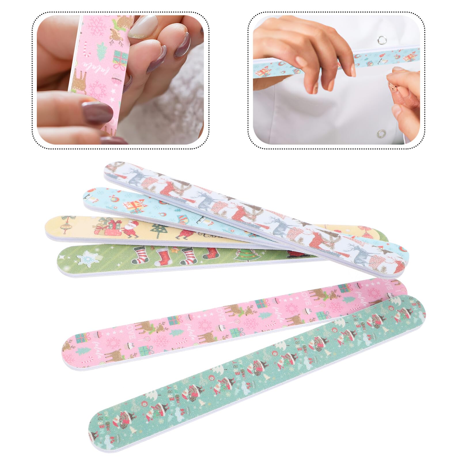 12 Lime per Unghie Natalizie a Grana Grossa Lucidanti e Leggere Kit Manicure Fai da Te Portatile per Manicure e Pedicure Motivo Festivo Regalo Donna e Ragazza