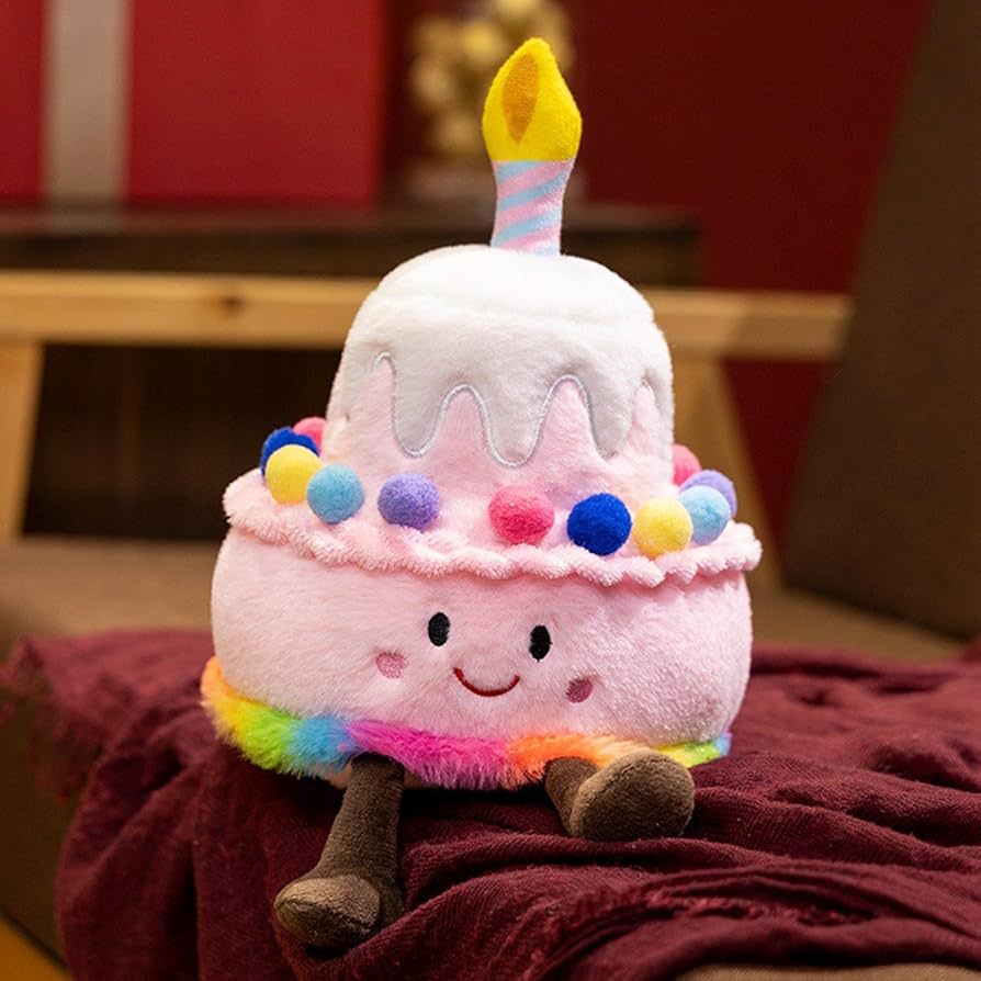 Amazon | バースデーケーキぬいぐるみ ブルーバースデーケーキ