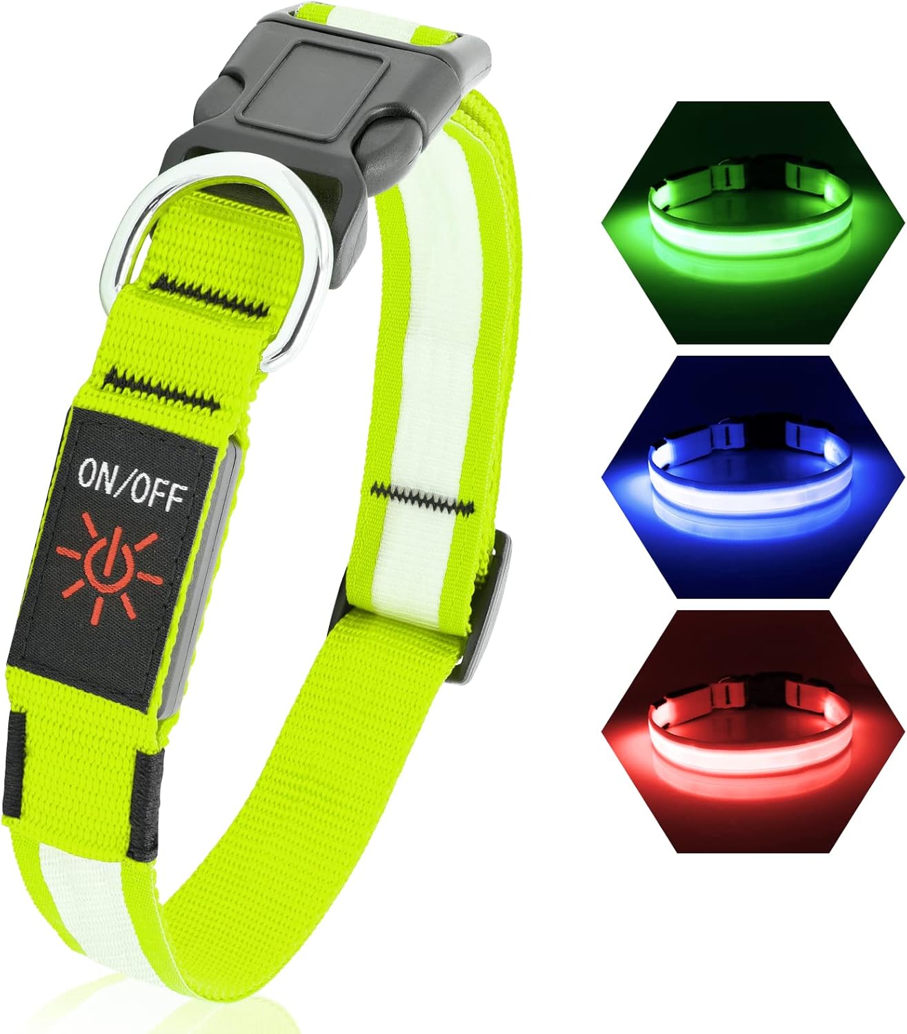PZRLit Light Up Dog Collars for Large Dogs, LED Dog Collar