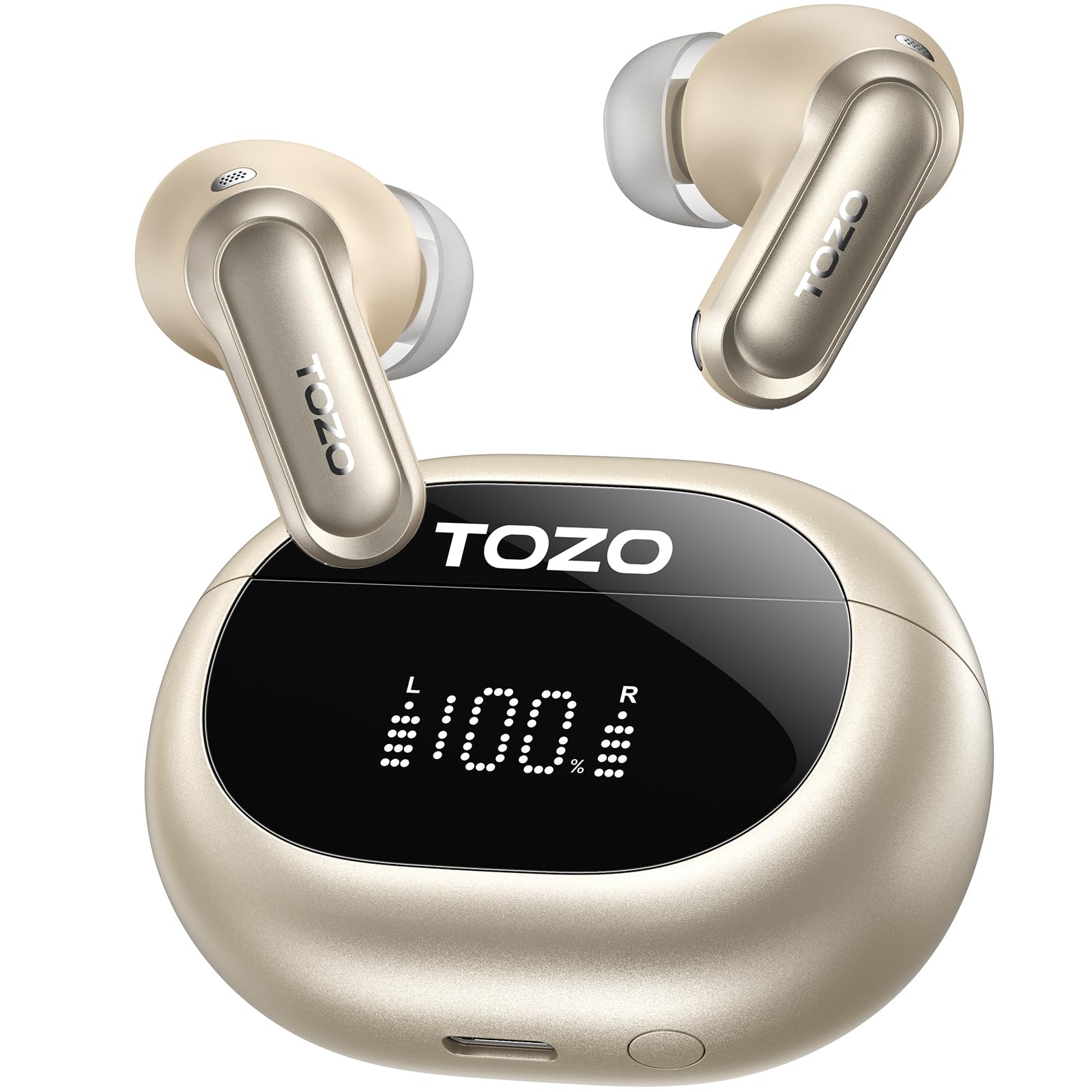 TOZO NC20 Active Noise Cancelling Wireless Earbuds, LDAC Hi-Res Sound Bluetooth Headphones, 6 Mics AI Call Ear Buds 80H Playtime, Dual Pairing, 32 EQ