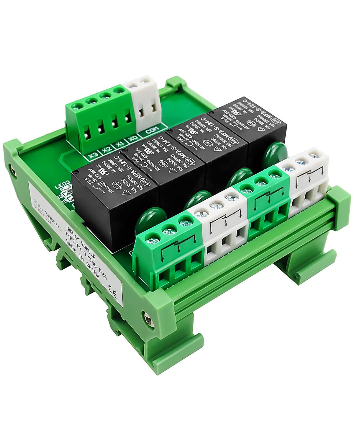 Snapklik.com : 4 Channel Relay Module 1 SPDT DIN Rail Mount 24V DC/AC ...