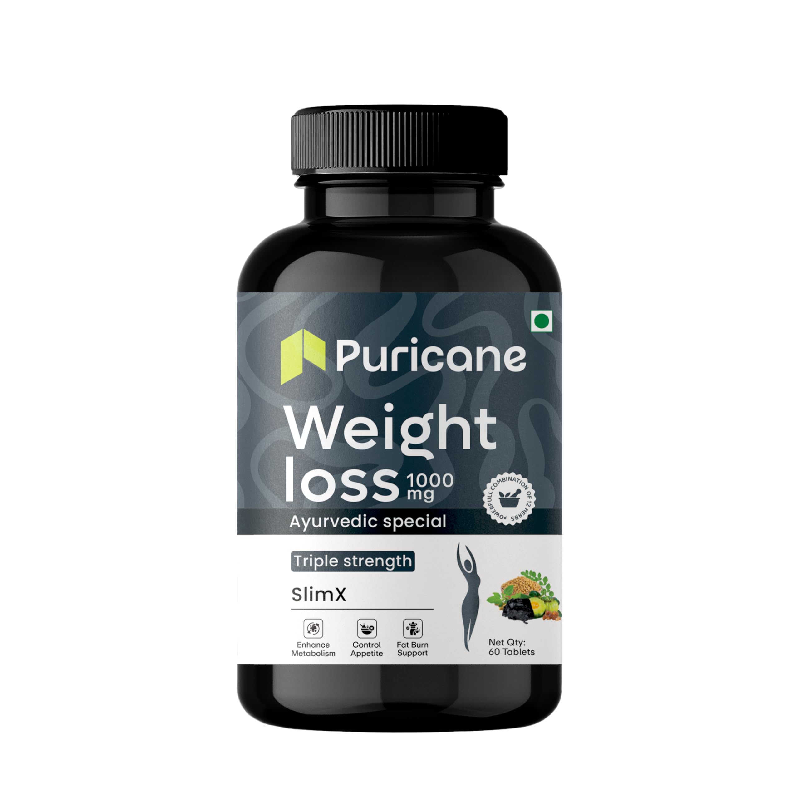 Weight Loss Tablets 1000mg | Ayurvedic Slimming Supplement for Fat Burn, Metabolism Boost & Appetite Control | Garcinia, Green Coffee, Triphala | Weight Management | 60 Tablet-picture-24