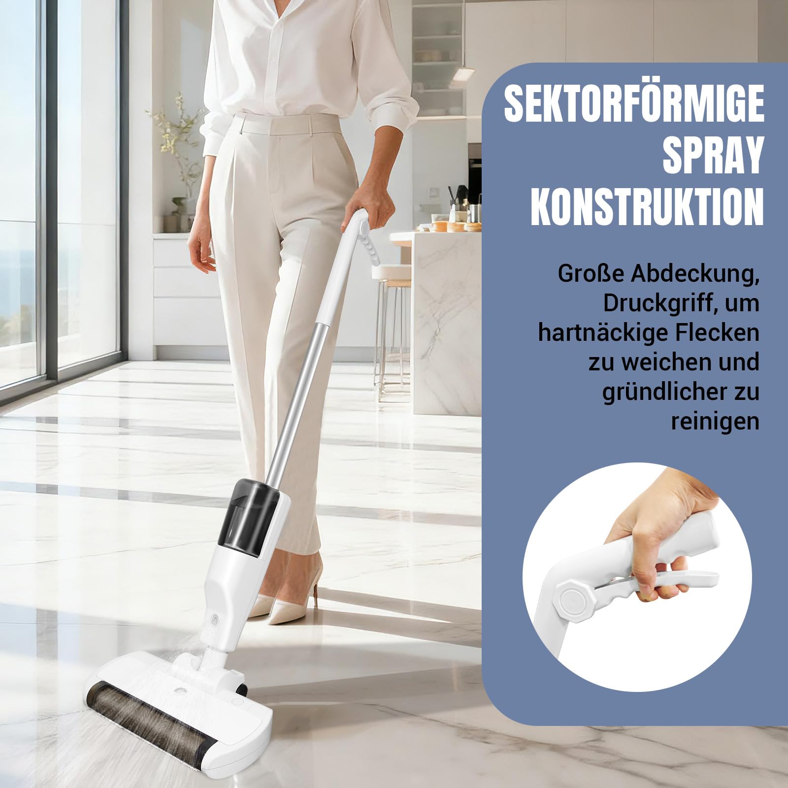 Aspirapolvere a secco a batteria, senza fili con funzione spray, senza fili, sterilizzazione blu, serbatoio dell'acqua da 550 ml, spazzola elettrica per pulire, strofinare e lucidare