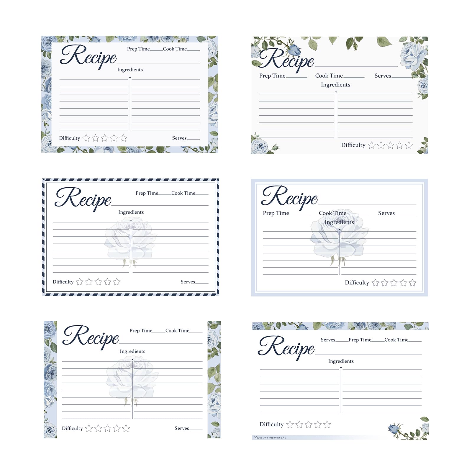 4x6 Floral Recipe Cards, Large Double-Sided Thick Card Stock Flower Recipe  In... | eBay