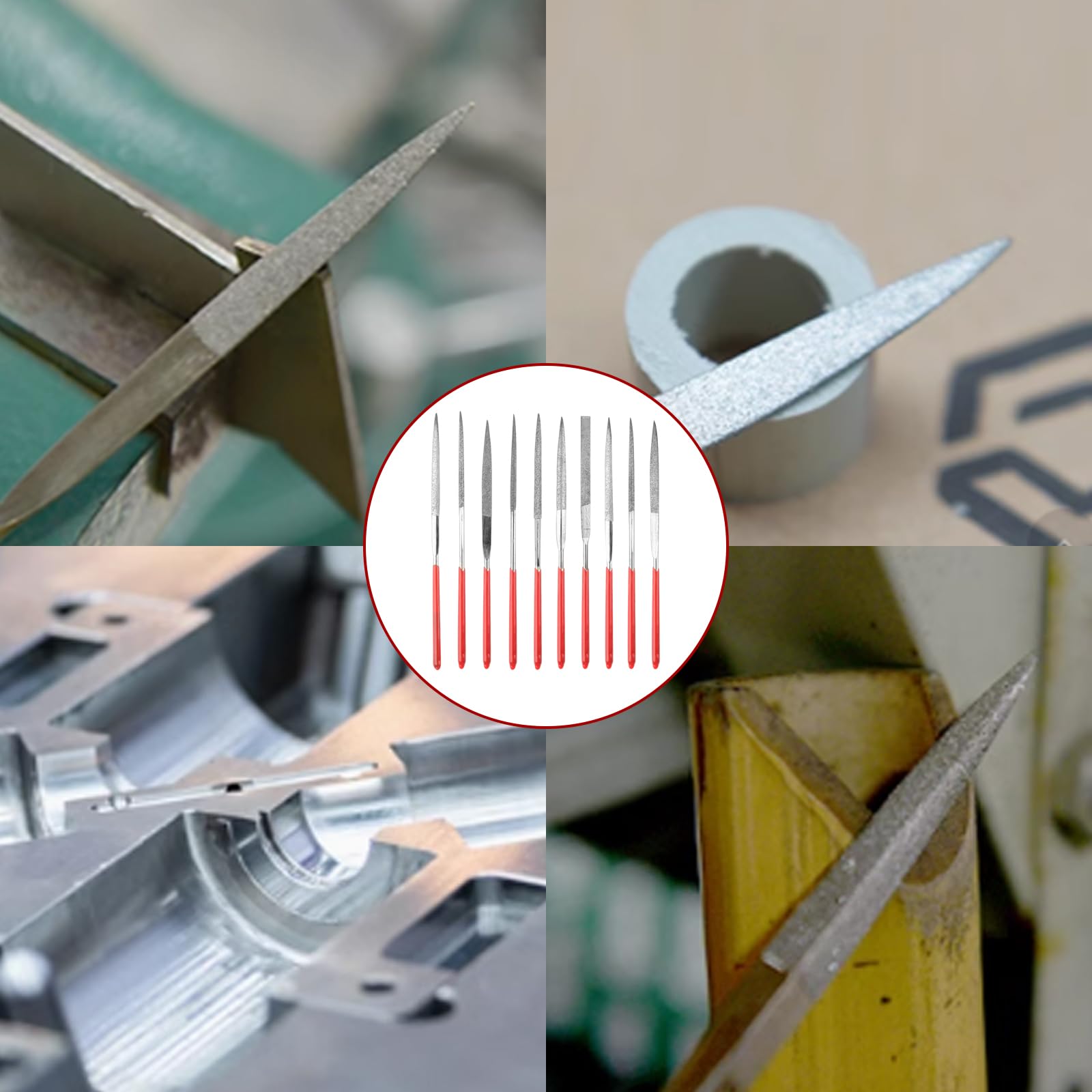 Set di 10 mini lime diamantate per modellismo, per legno, gioielli, metallo, pietra e accessori per stampanti 3D (10 modelli)