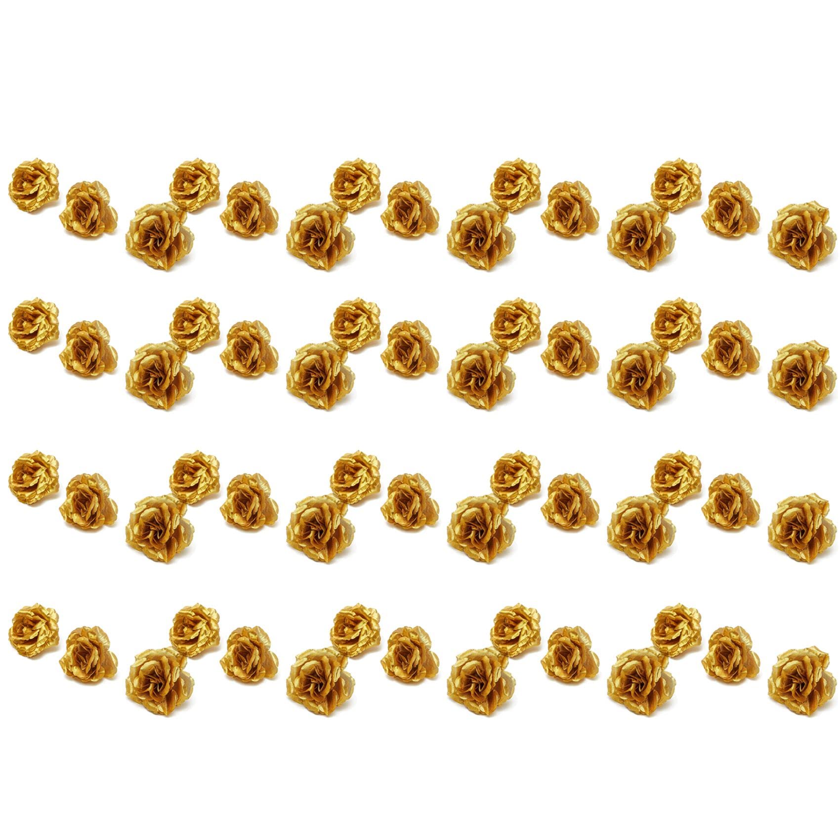 Hndhbfgrt Silk Rose Flower Heads,250Pcs for Hat Clothes Album Decoration, Wedding Decoration (Gold)