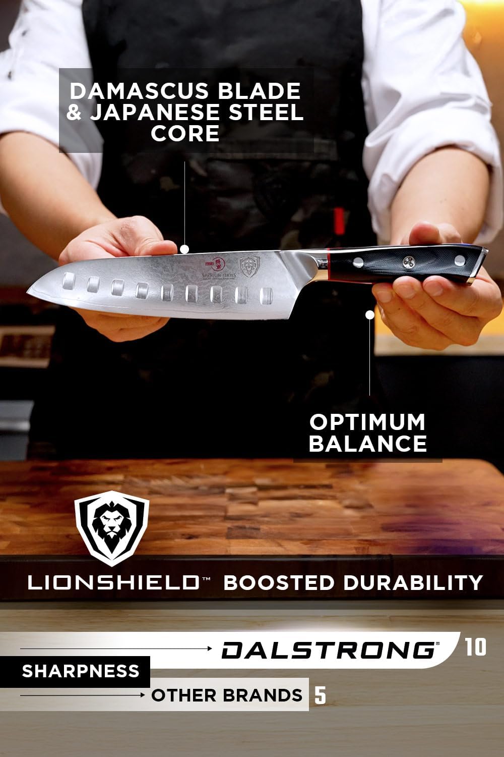 Dalstrong Santoku Knife - 7 inch - Shogun Series - Damascus - Japanese AUS-10V Super Steel 67 Layers - Black G10 Handle - Vegetable Knife - Vacuum Treated - Kitchen Knife - Sheath Included