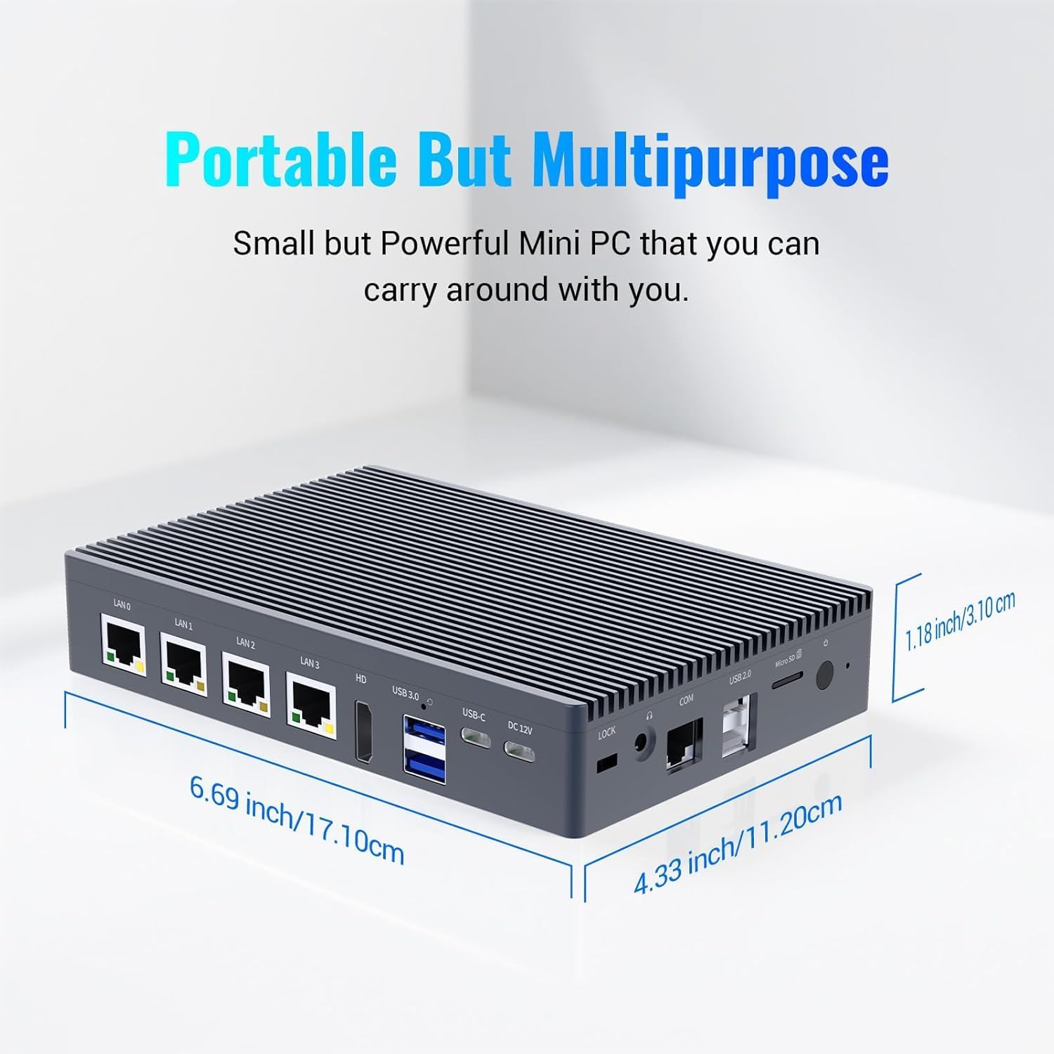 HEIGAOLAPC 4-Port 2.5G Firewall Mini PC, Intel N100, Preinstalled Windows 11 Pro, 8GB RAM 128GB eMMC, Fanless Network Appliance for PfSense/OPNsense, Homelab, Astrophotography