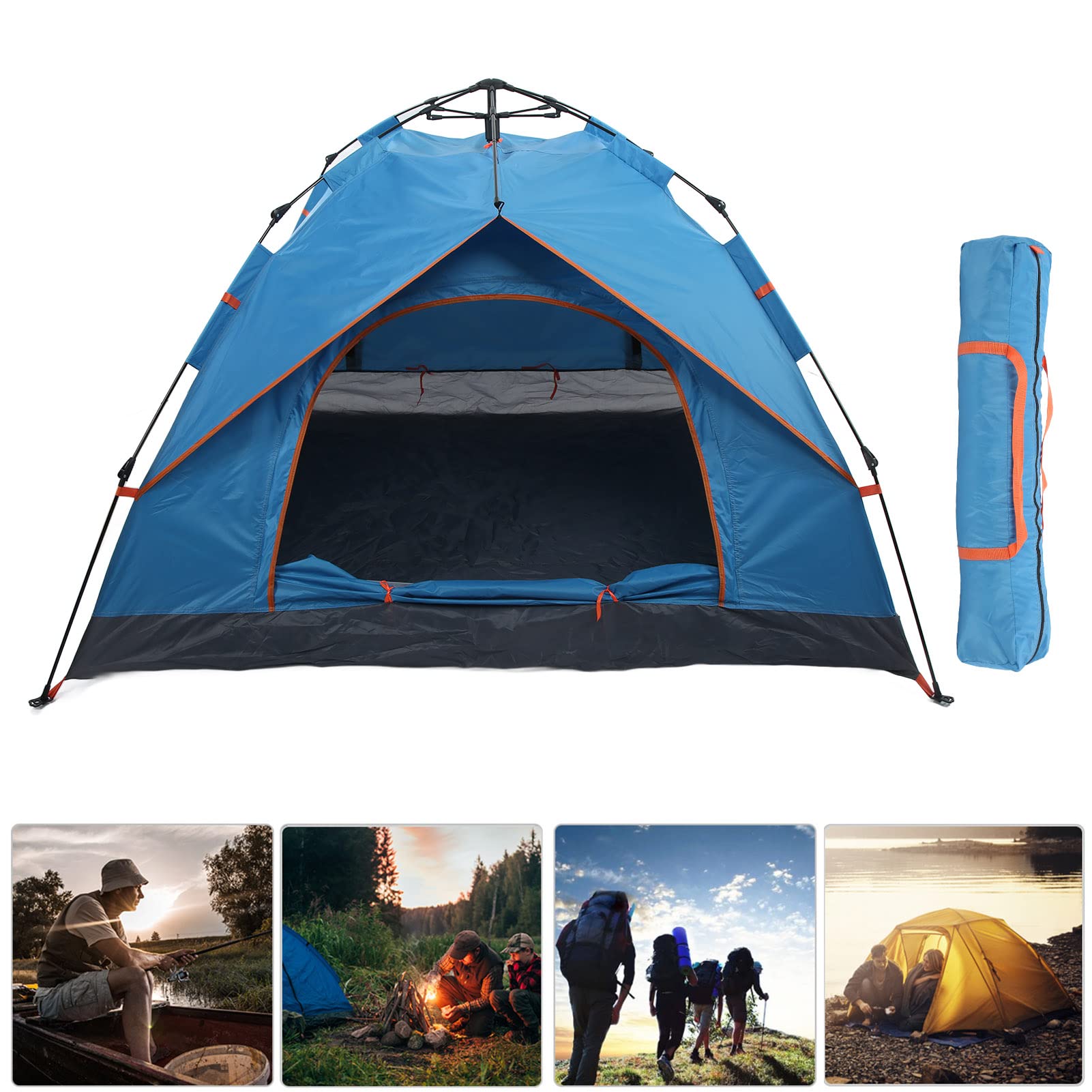portal zelt 4 personen 4-Personen-Camping für Zeltdoppelschichten, wasserdichtes, winddichtes Familienzelt, Kuppel-Campingzelt, geeignet für Familien-Campingausflüge im Freien, Unterschlupf für die Freizeit Sport & Freizeit season:SS26 Bag Snake Color:Blue What is a gear