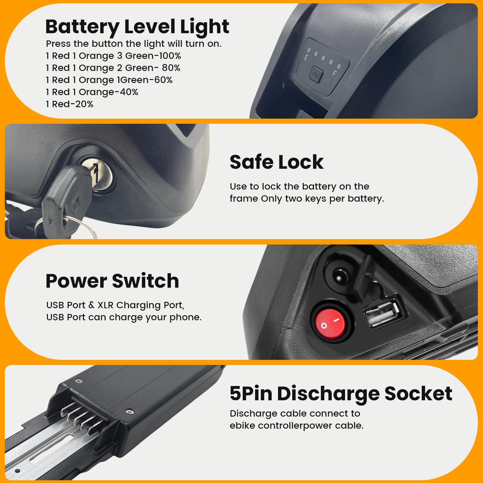 36V/48V akumulator elektryczny do roweru 13Ah/15Ah/17,5Ah/20Ah litowy Odpowiedni dla elektrycznych rowerów od 0-1200W Kompatybilny z Jasion EB5 ActBestbike Rower wyścigowy Wyposażony w 3A szybkie
