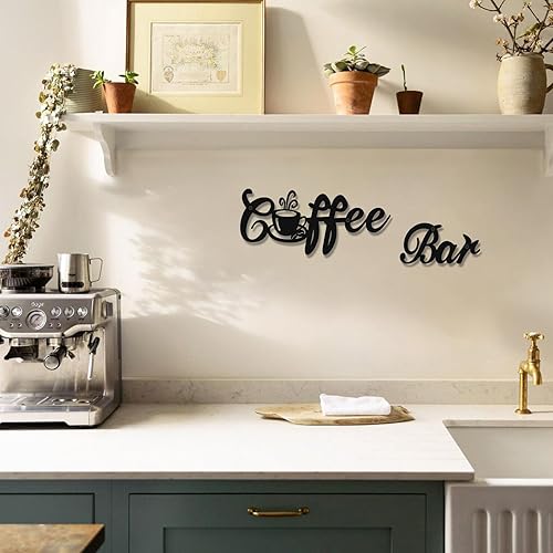 Miniatura 3 de WEKEY Metal Wall Art,Coffee Bar Wall Decor,Black Wire Art Wall Decor, Coffee Bar black Metal Wall Decorations for Home,Kitchen,Office, Black Wire