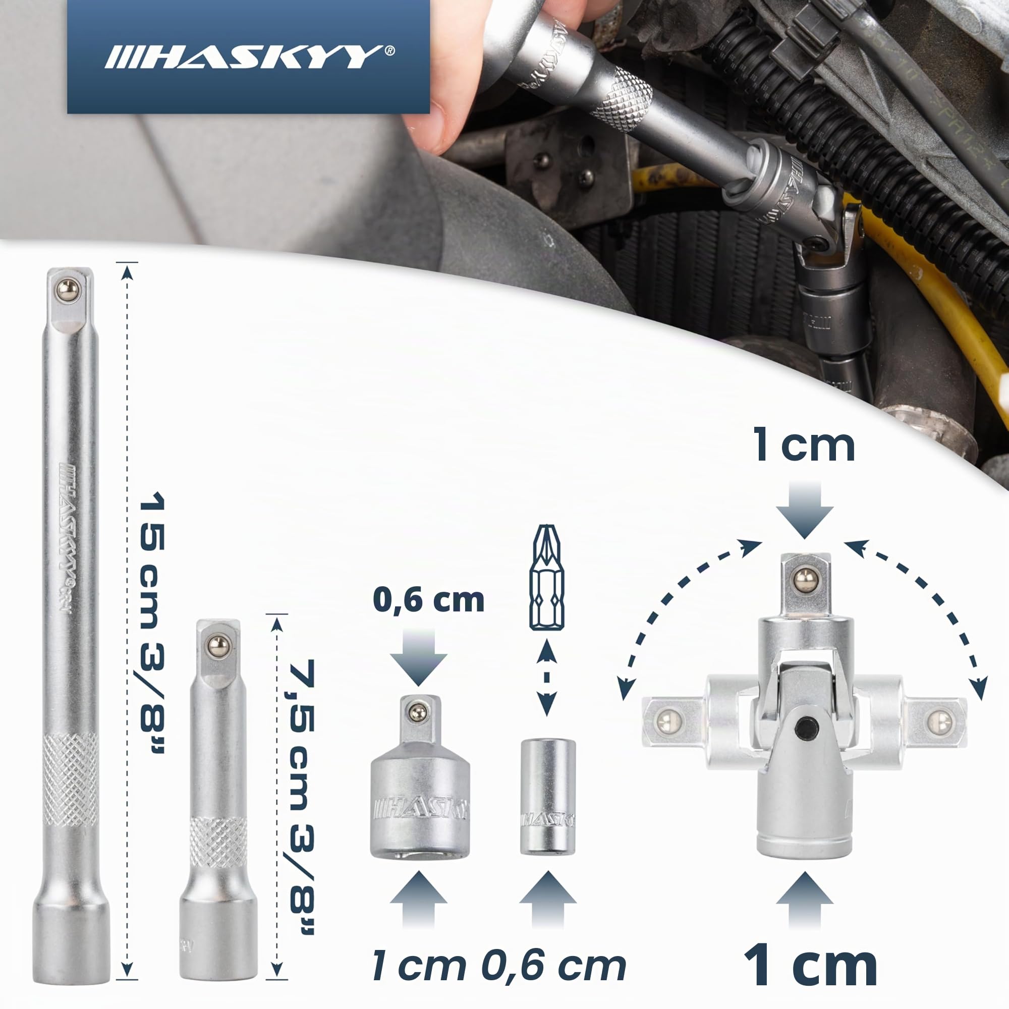 HASKYY Juego de 52 piezas de llaves de vaso Gear Lock TORX, con perfil XZN, perfil E, de diversas pulgadas, para tornillos de 6 y 12 caras, en tamaños métricos