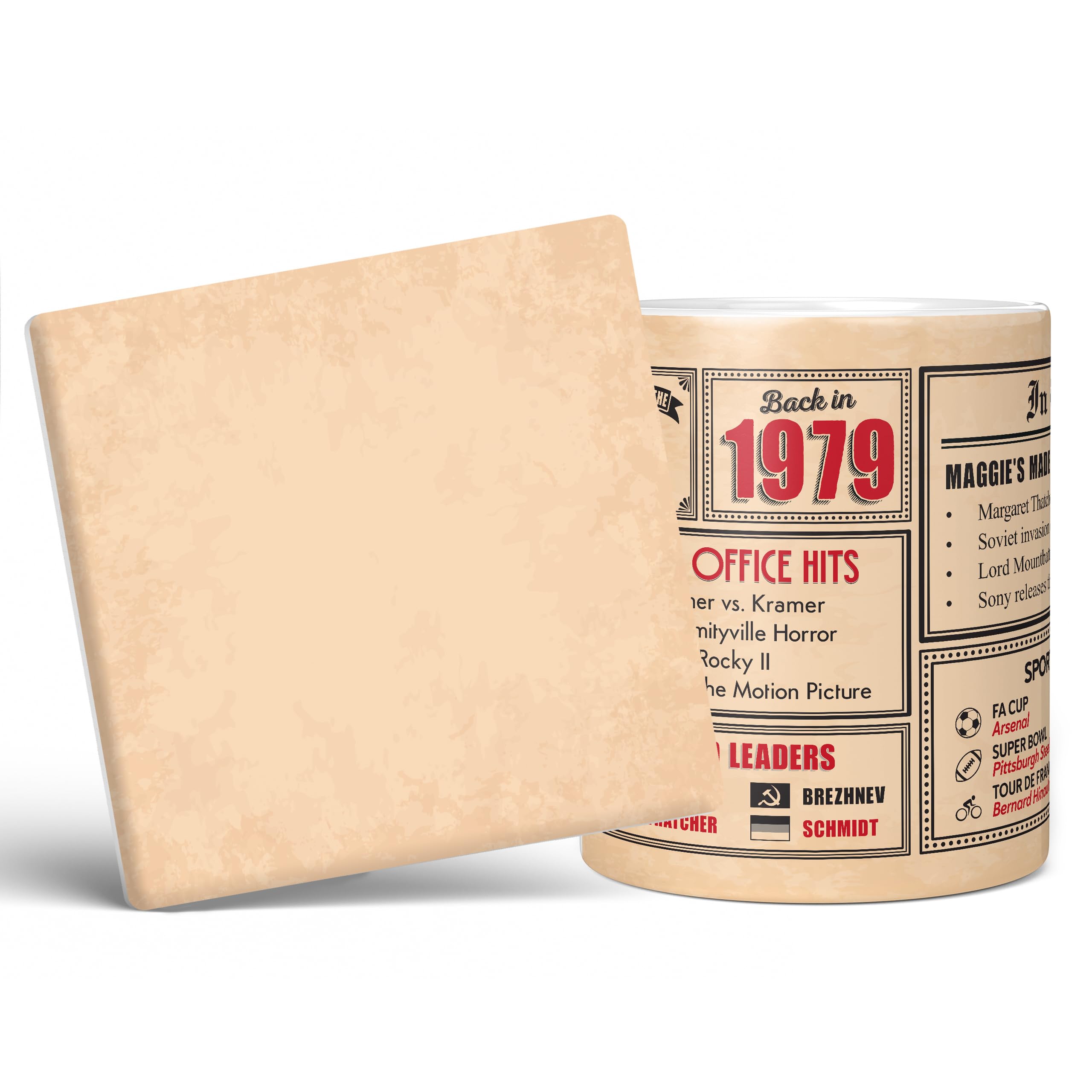 Mug Monster - 47th Birthday Gift - Back in 1979 in This Year Mug, Present for Men and Women, Birthday Gifts for Women, Birthday Gifts for Men, 47th Anniversary Present, 11oz White Mug & Coaster