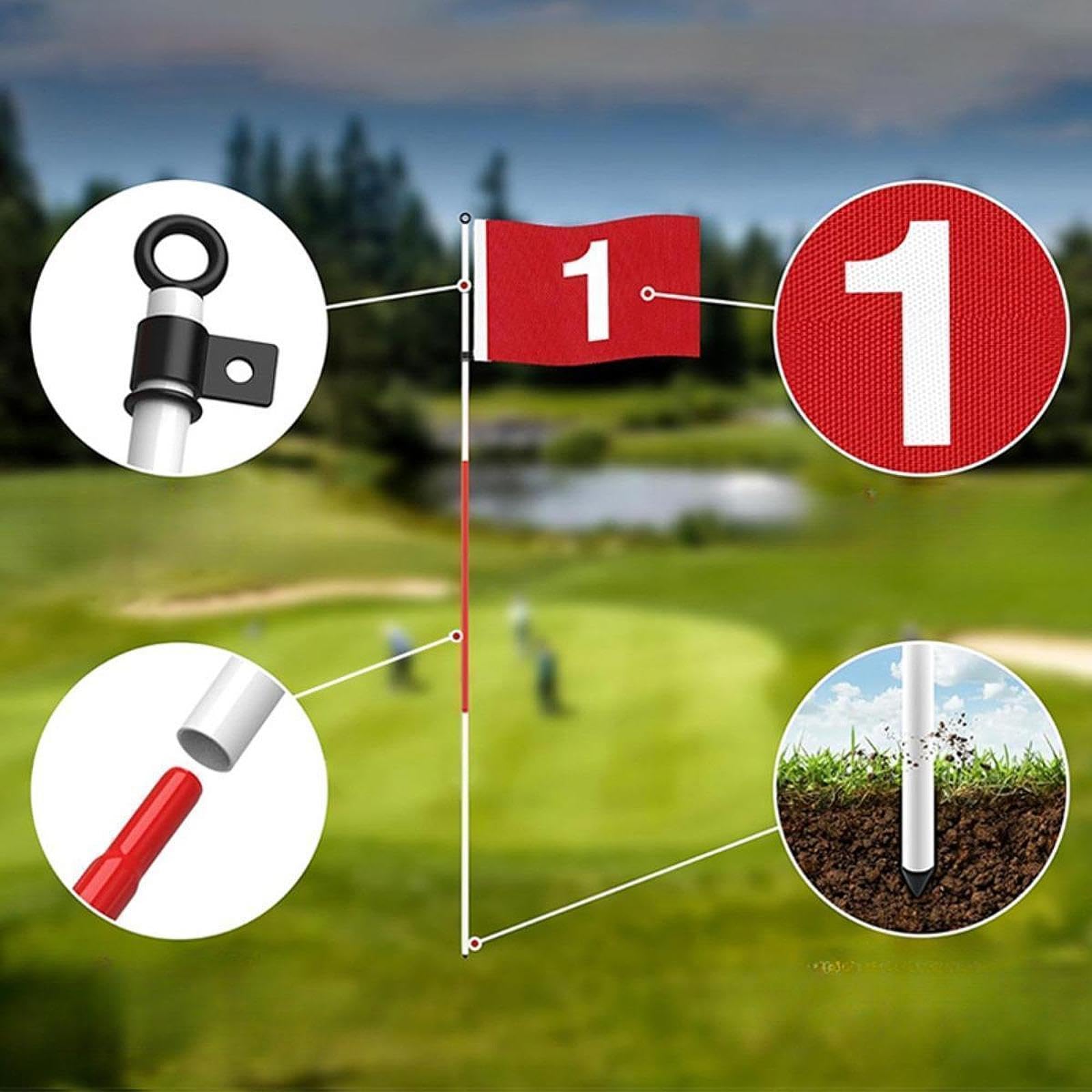 Bandera de Golf con Hoyo en Forma de Copa Y para Practicar Putt Al Aire Libre
