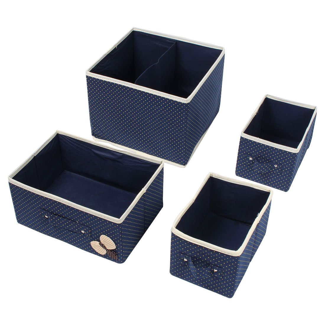 Ruilogod Tela no tejida 2 capas 3 cajones sujetador ropa interior calcetines corbatas caja de almacenamiento azul oscuro