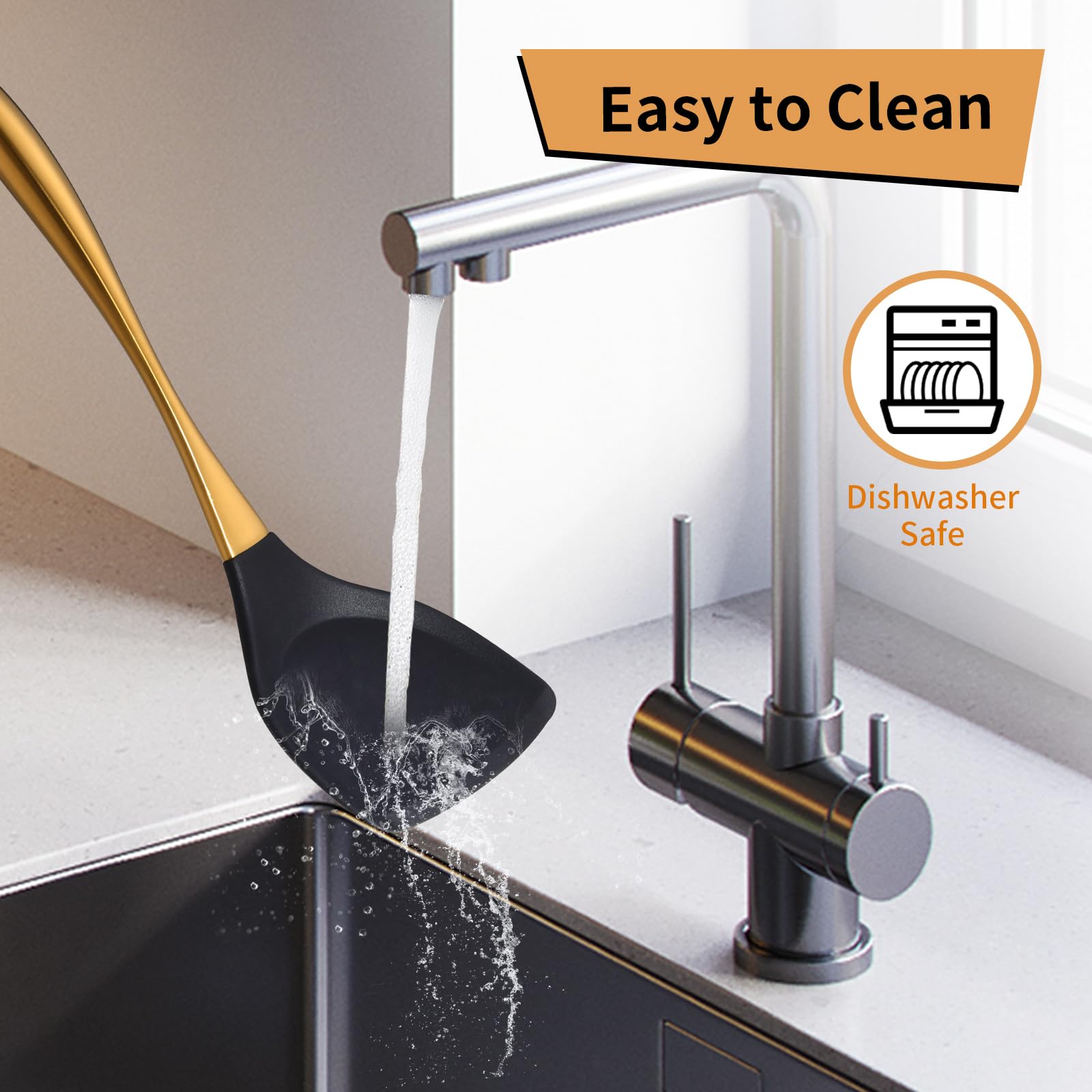 TEHAHA - Paquete de 2 espátulas de silicona, espátula de silicona de grado alimenticio y ranurada, espátula de silicona resistente al calor con mango de acero inoxidable, utensilios de cocina