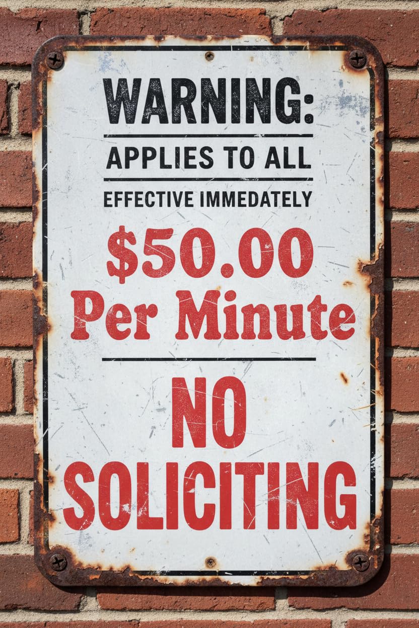 Wall Decor No Solicitors. Solicitors Will Be Charged Sign. 8x12Inch Metal. No Soliciting Vintage Signs Aluminum Plates Printed