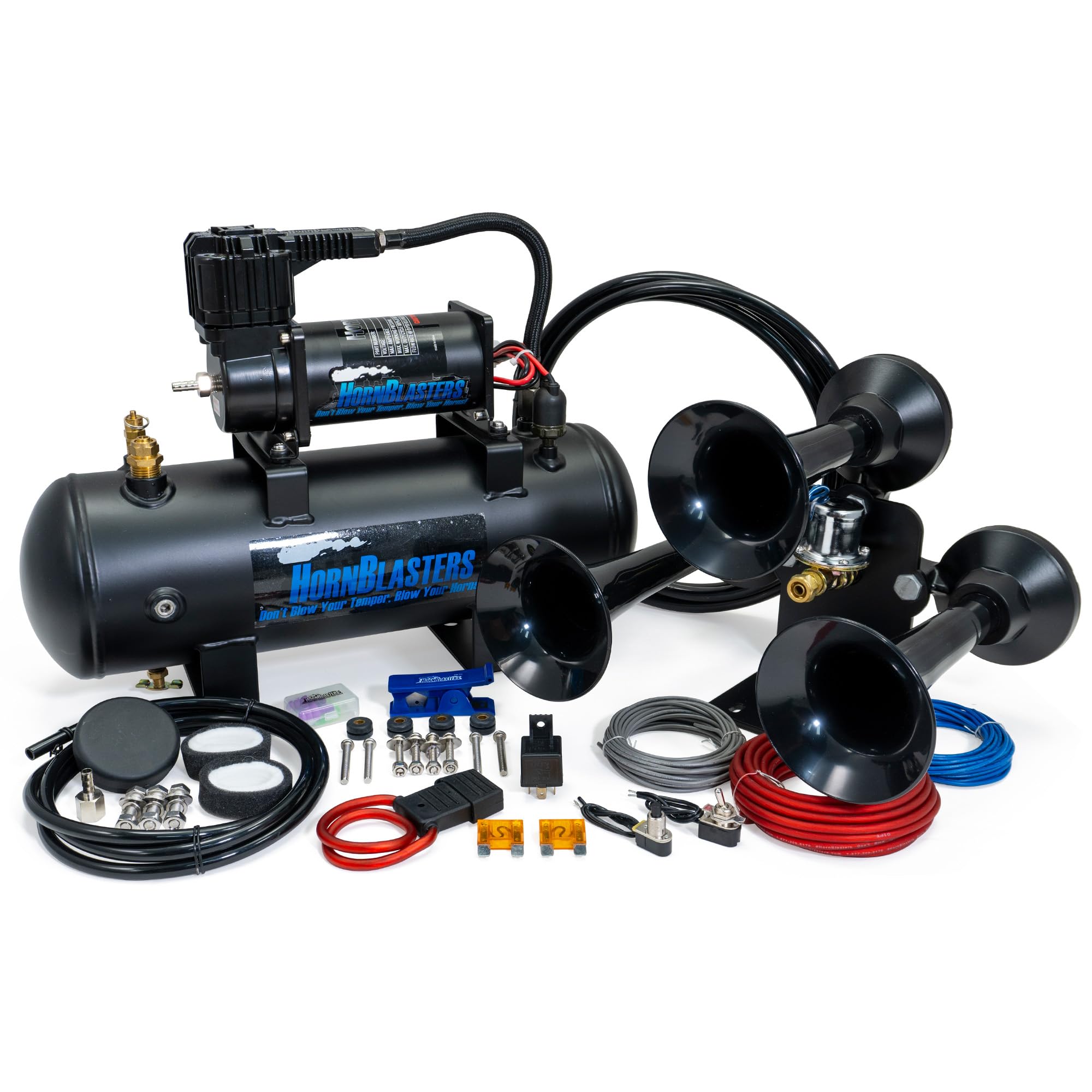 HornBlastersBandit 228H 2-Gallon All-In-One Air Horn Kit - 3 Trumpets - Easy Install