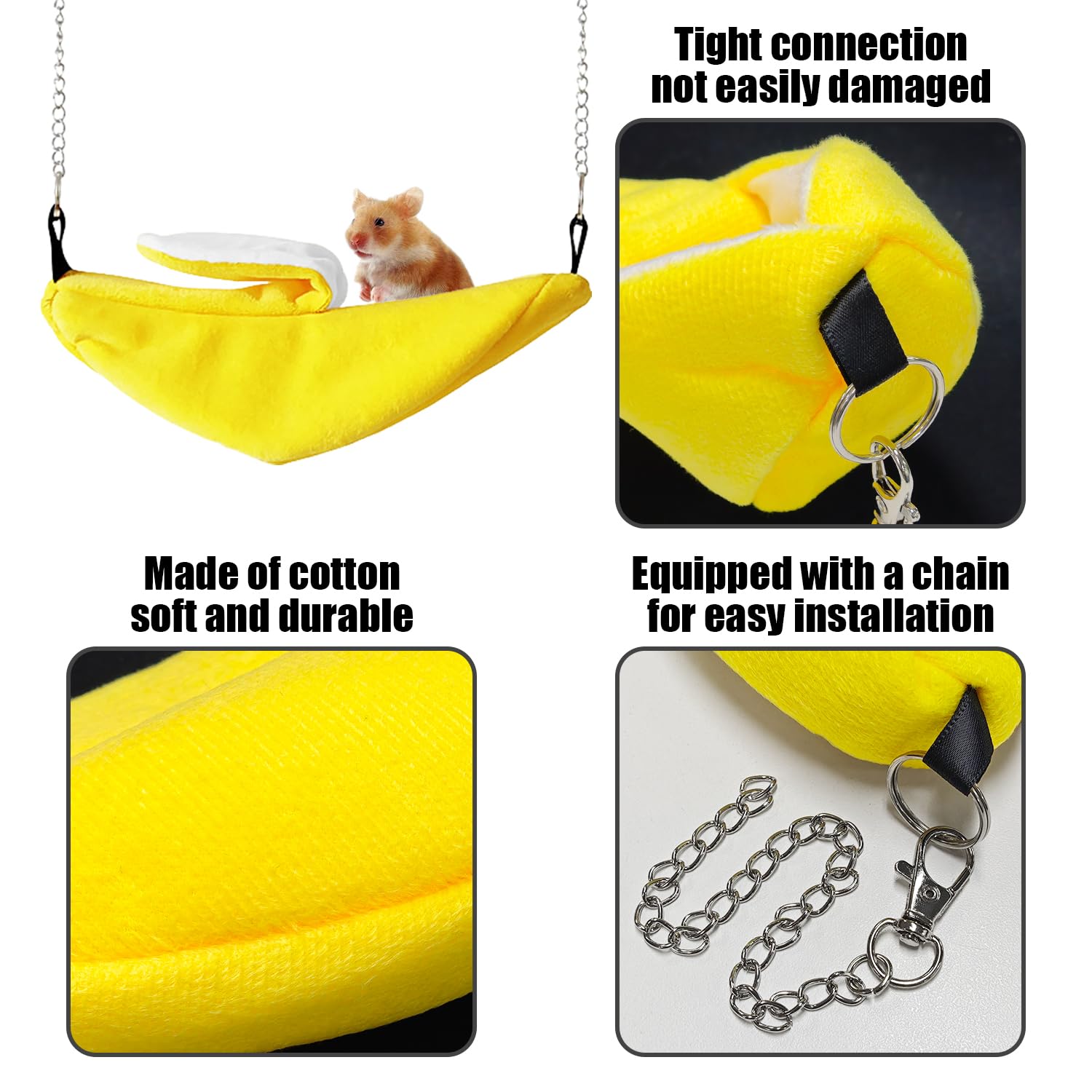 2 Pezzi Letto di Criceto A Forma di Banana, Amaca Sospesa, Letto per Animali Domestici Caldi, Letto per Animali Domestici Creativi, Forniture per Animali Domestici.
