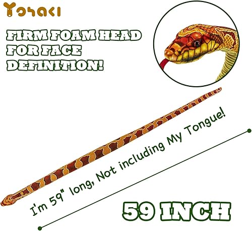 Miniatura 6 de YOHAKI Juguete de peluche de serpiente, 59 pulgadas, grande, lavable, gigante, de simulación, suave y lindo, regalo para niños y niñas, regalo de