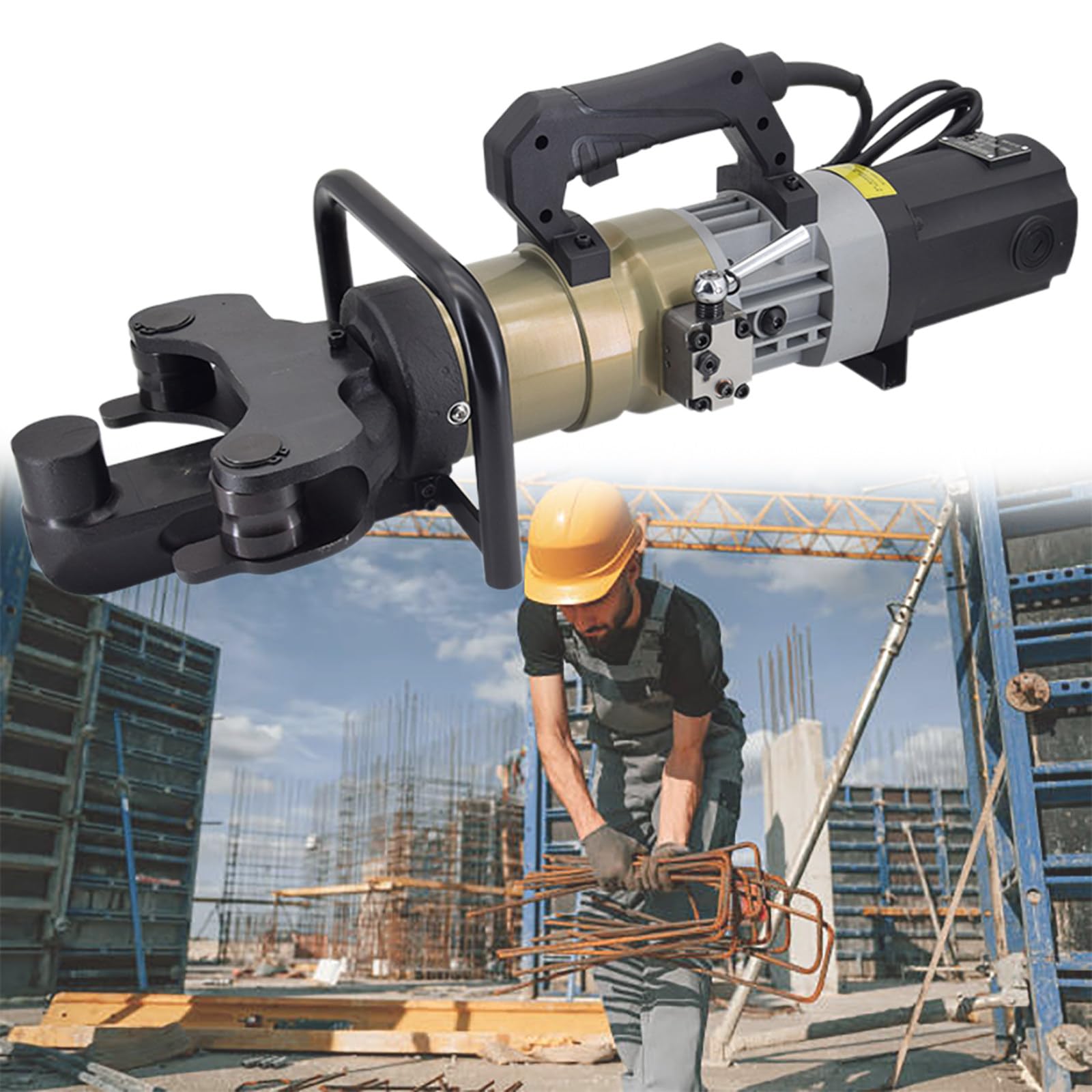Piegatrice idraulica Elettrica per Tondini di Ferro, Piegatrice Portatile per Tondini di Ferro 5s Facilmente Piegabile da 1800 W con Modulo di Raddrizzatura,22to36mm