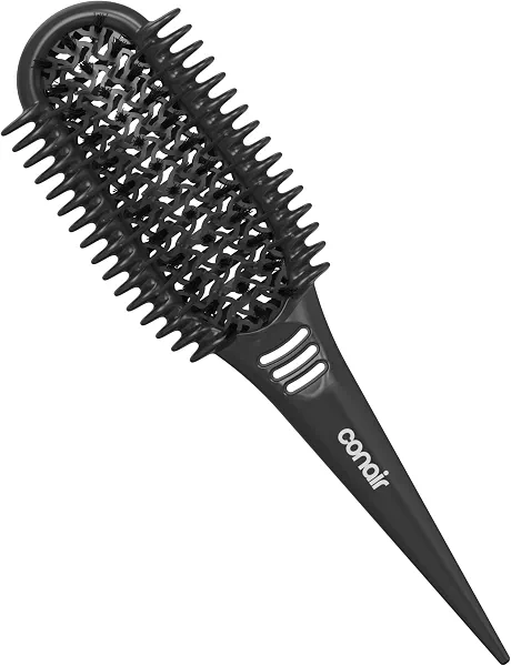 Conair Curl Define Pro Detangling Hairbrush, Tight, Short Curls, Dual Vents | Dual-vented design w/ sectioning handle for wet or damp hair, mixed bristles reduce frizz, shoulder-length hair and above