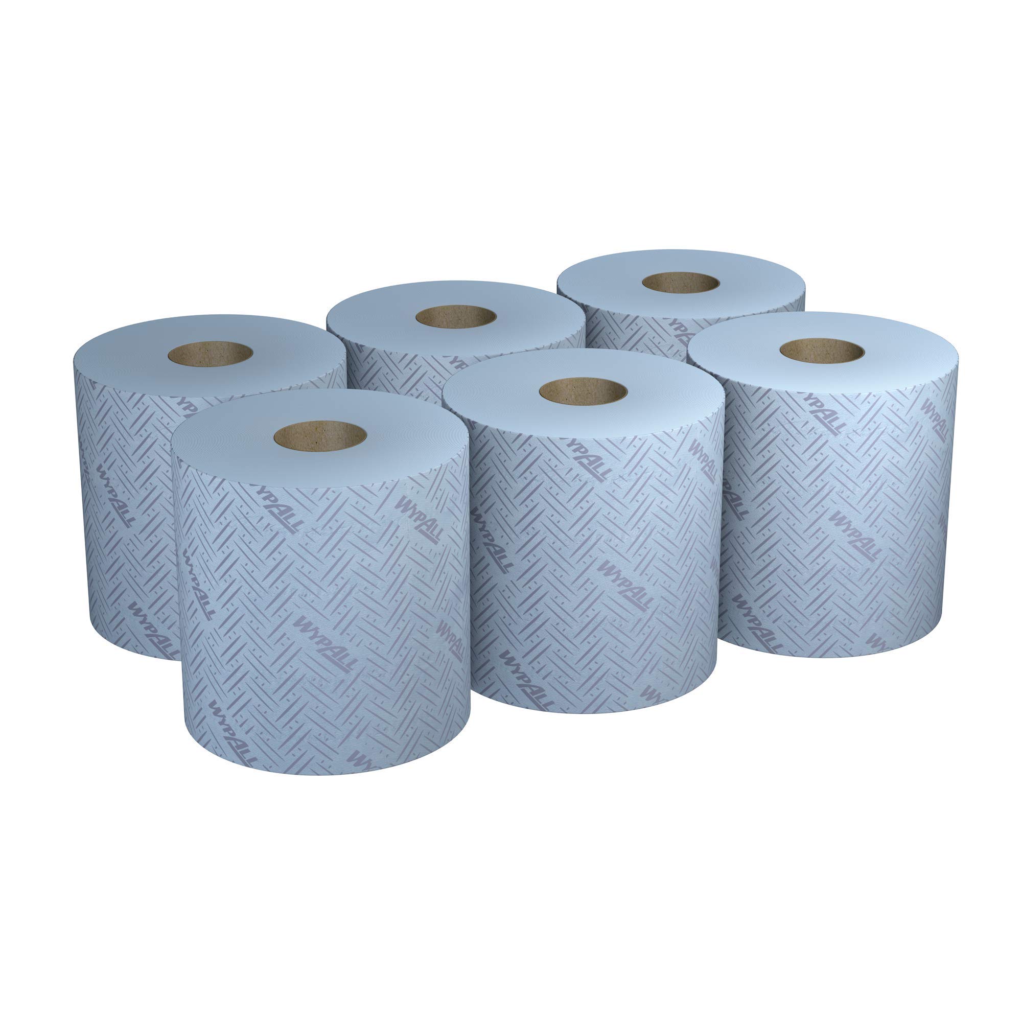 Paños de papel de color azul para mantenimiento y limpieza WypAll L20 7277 - Rollos con dispensación central de 2 capas - 6 rollos azules x 400 paños de papel (2400 en total)