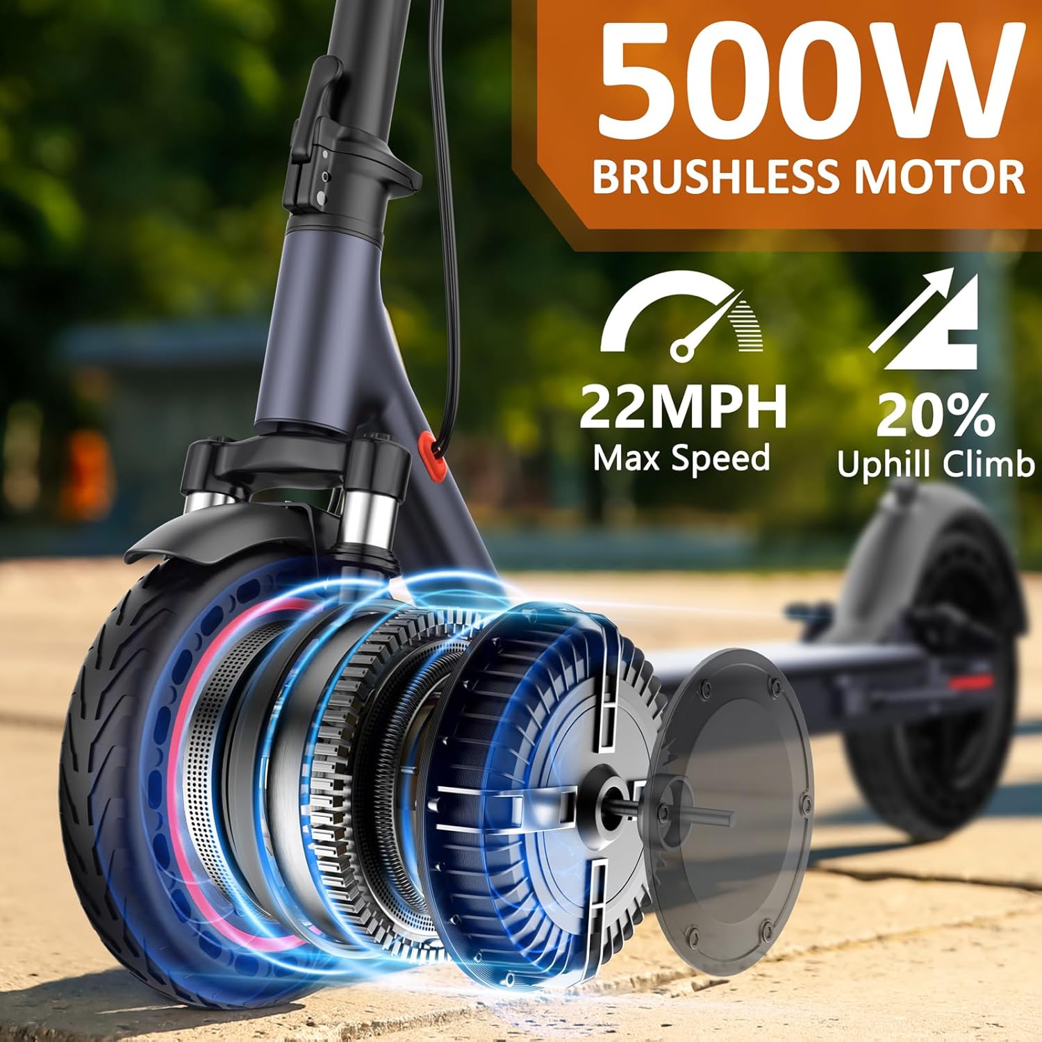Qlaway 10/8.5" E Scooter for Adults 19 MPH Sport Escooter 350W Motor, Electric Scooter 15-22 Miles Range, Bearing 265 LBS/APP Control